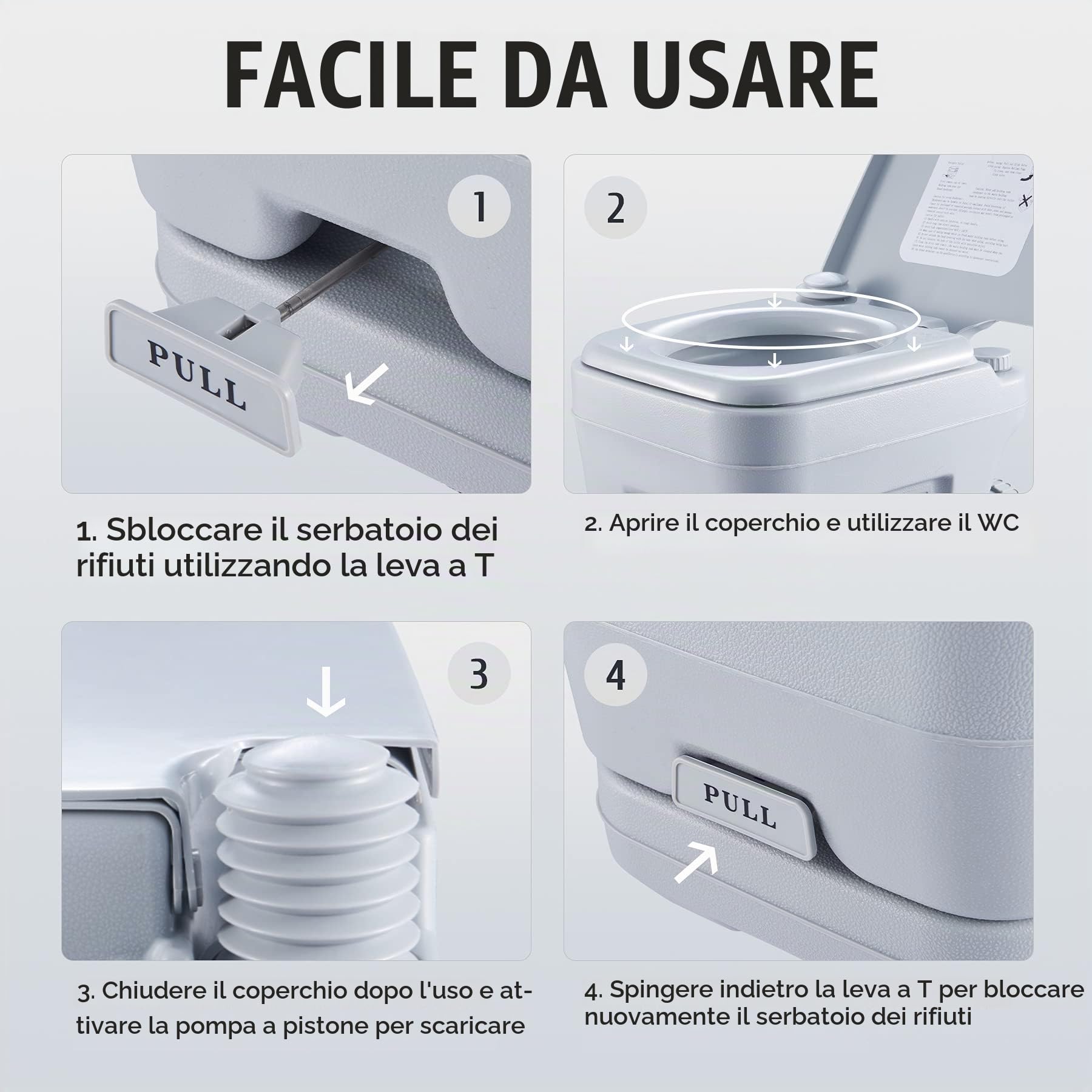 DARTMOOR Toilette da Campeggio WC Portatile con Serbatoio Rimovibile WC Chimico da Viaggio per Camper, Furgoni, Barche (20 L)