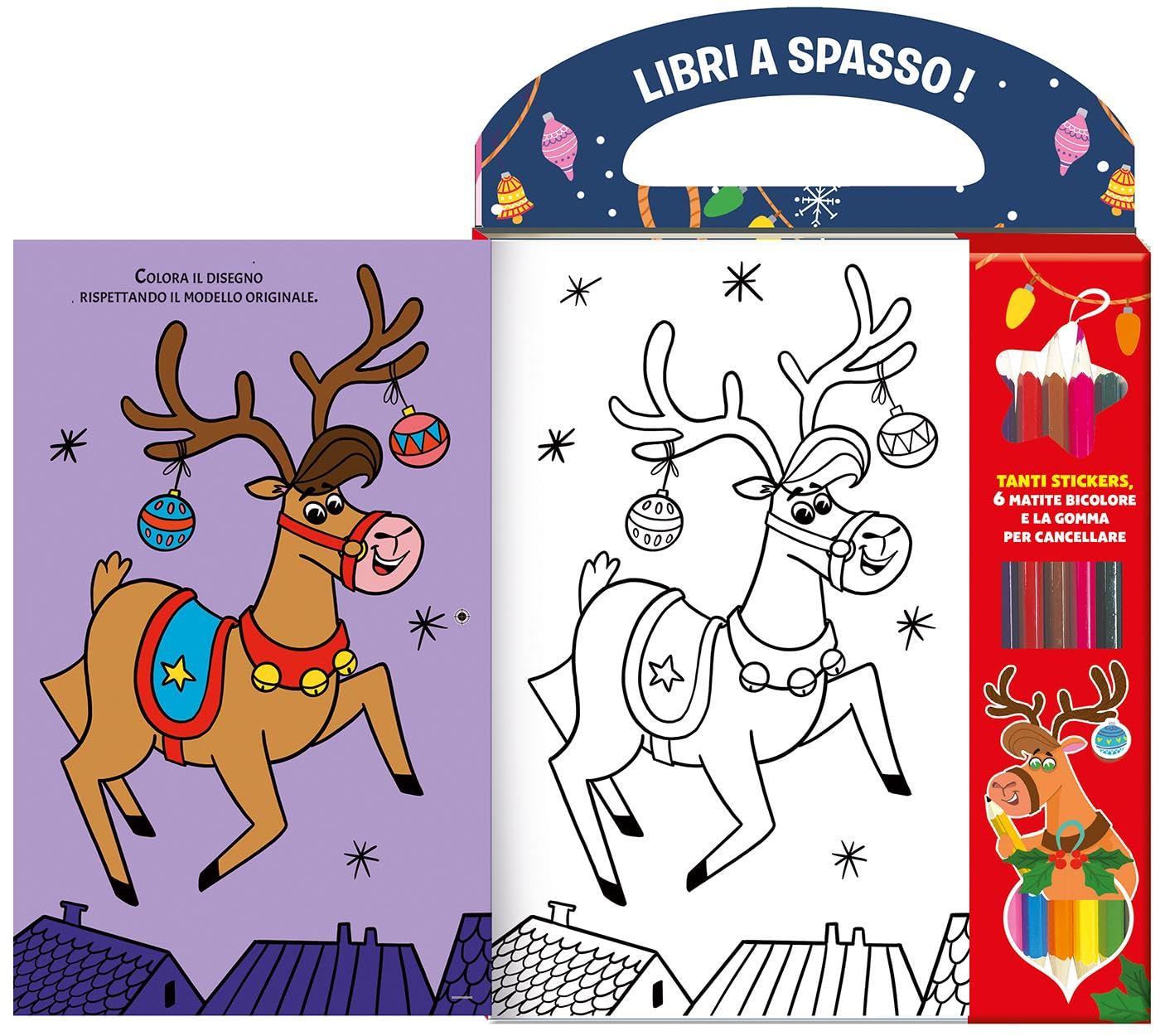 Evviva il Natale! Libri a spasso! Ediz. a colori. Con gomma. Con 6 matite bicolore
