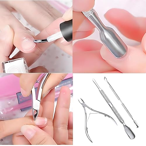 Miniatura 6 de Set de manicura y pedicura en acero inoxidable con empujador de cutículas, eliminador y herramienta de corte de acero inoxidable. Cortador de