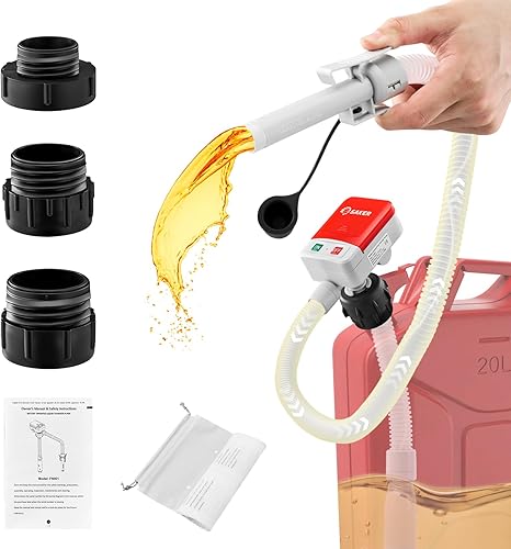 Saker Bomba de combustible portátil, bomba automática de transferencia de combustible con parada automática, manguera extra larga de 51 pulgadas,