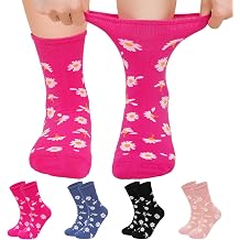 Soft Top Socks for Women Ladies Cotton Crew Socks with Seamless Toe Slightly Loose Fit Comfortable for Mama Girl at Work, School, or Home