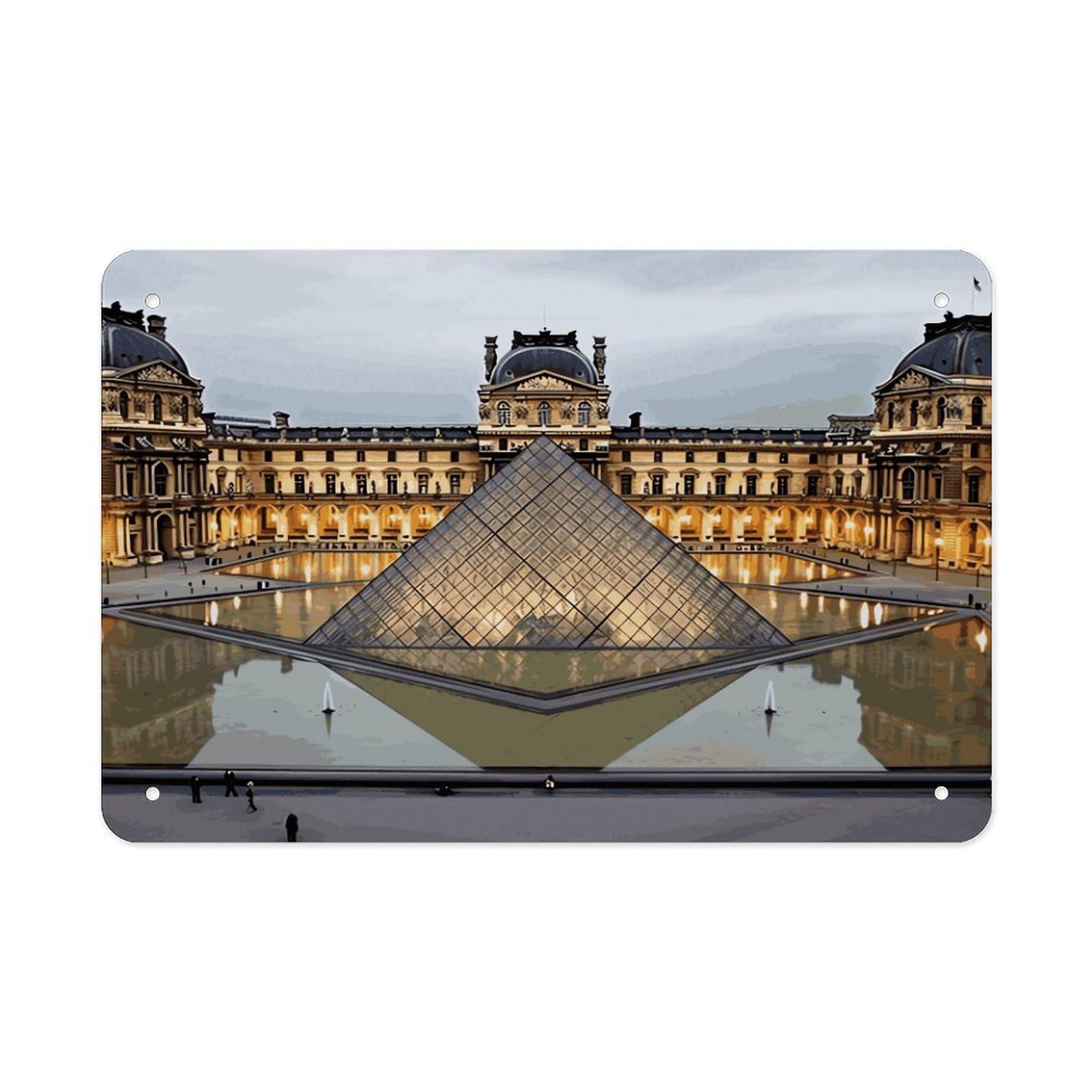 Fodpand Style Louvre Museum In Paris Wall Art Metal Signs Tin Sign
