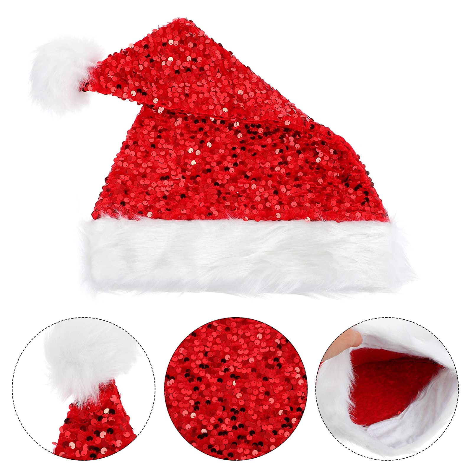 Amosfun 4stücke Weihnachtsmütze Aus Plüsch Mit Pailletten Rote Santa Mütze Für Erwachsene Und Lustiges Weihnachtszubehör Für Festliche Partys Und Winterevents Bequeme Und Warme