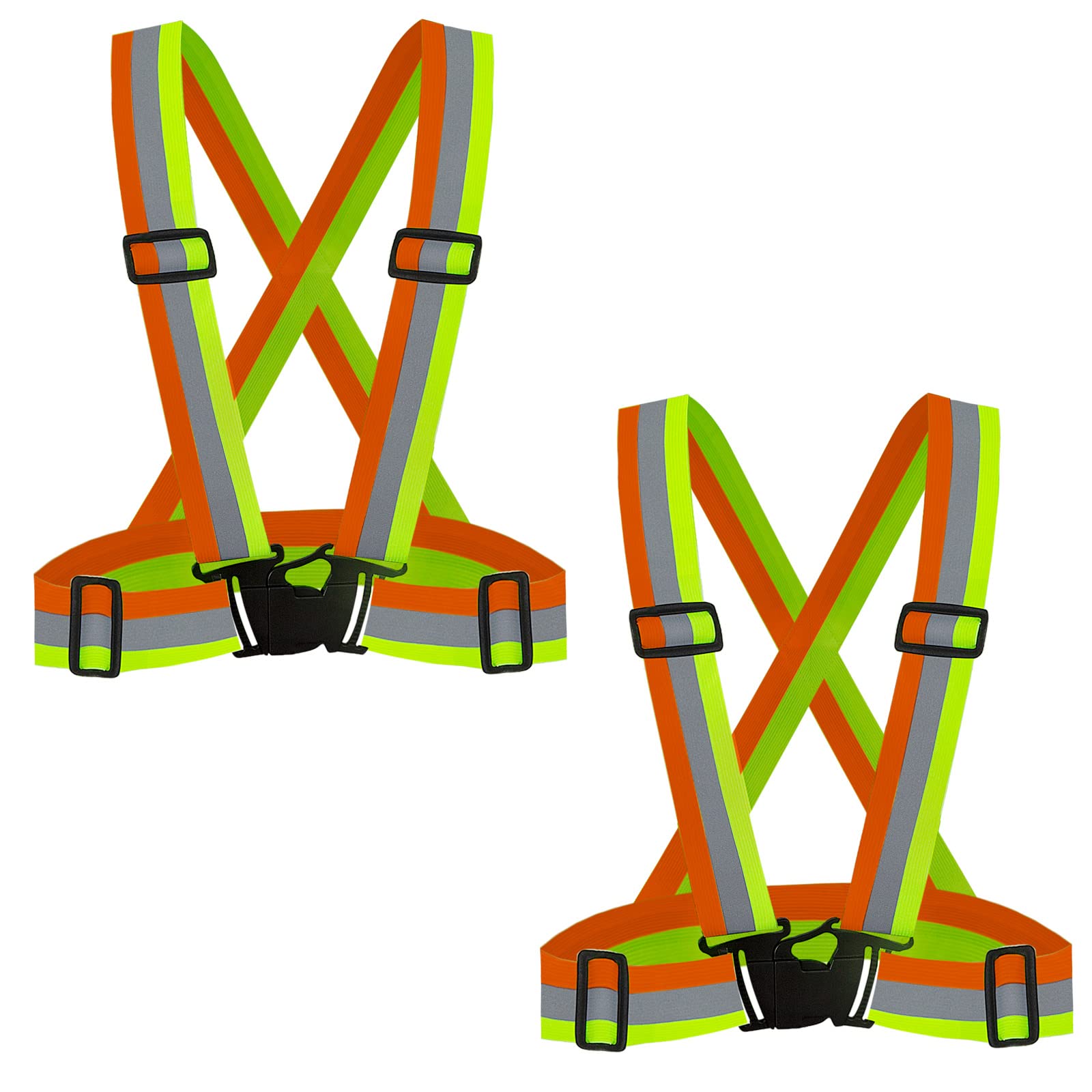 DUSKCOVE - Confezione da 10 gilet di sicurezza ad alta visione, colore neon lucido regolabile, cinghie di sicurezza riflettenti ad alta visibilità