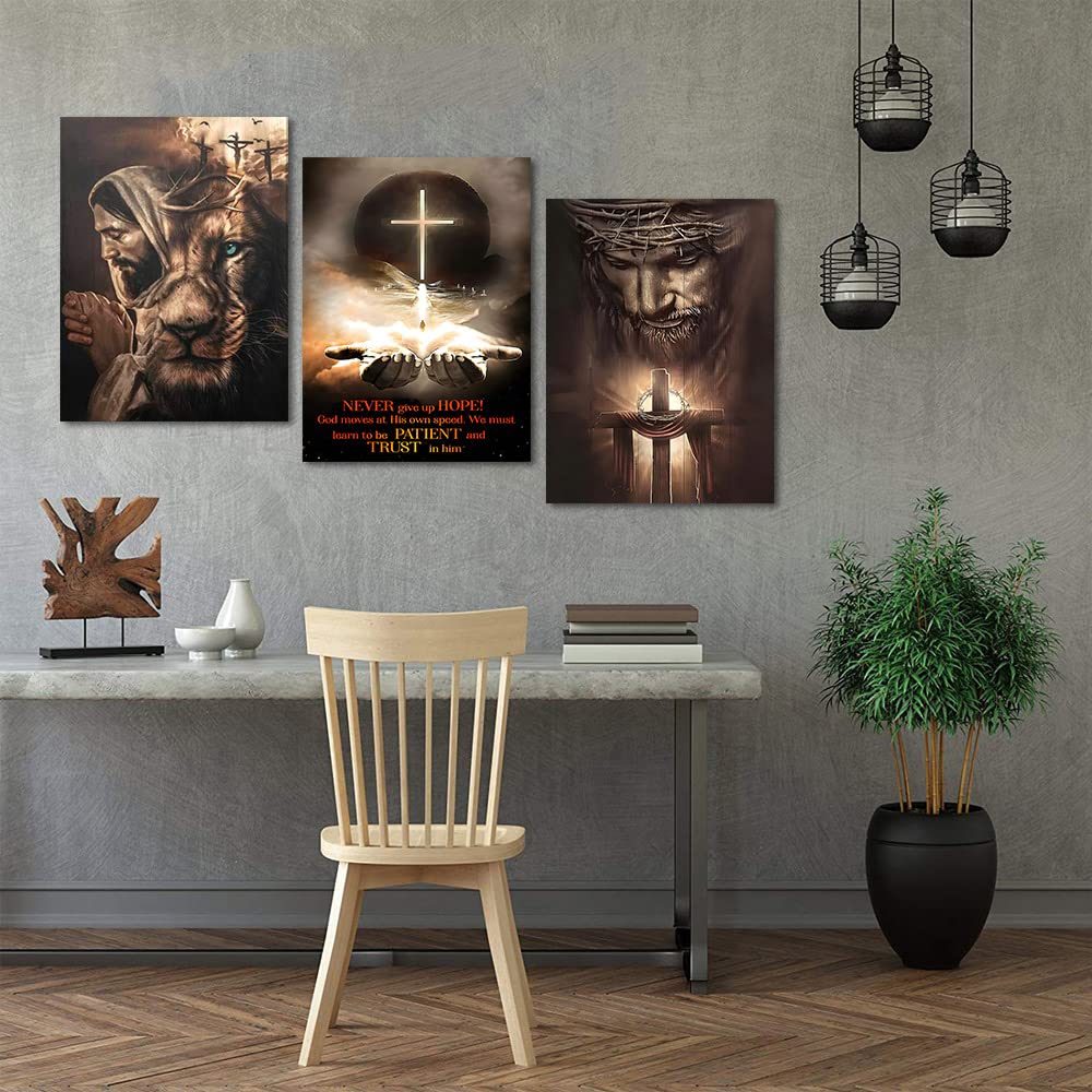 Quadro Cristiano Con Croce E Ancora - Stampe Su Tela Per Parete, Versetti Biblici, Decorazione Nautica