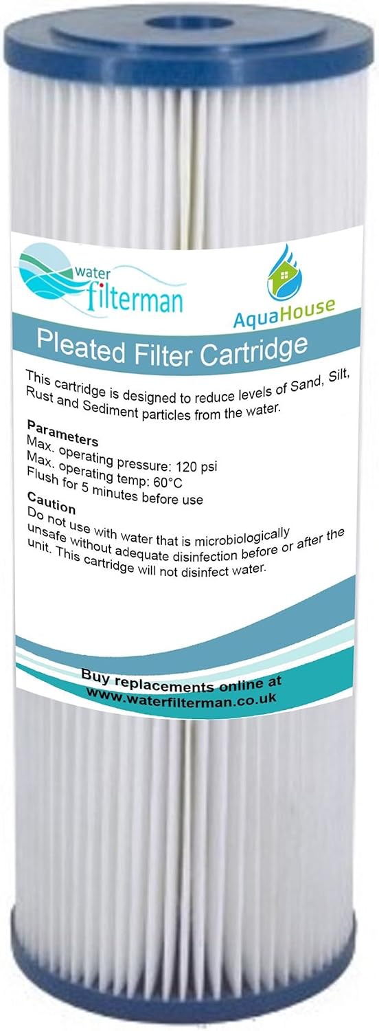 AquaHouse 10" Jumbo Pleated Water Filter Cartridge for Sediment Filtration Bio Diesel, Rain Water, Well Water - 10 Micron