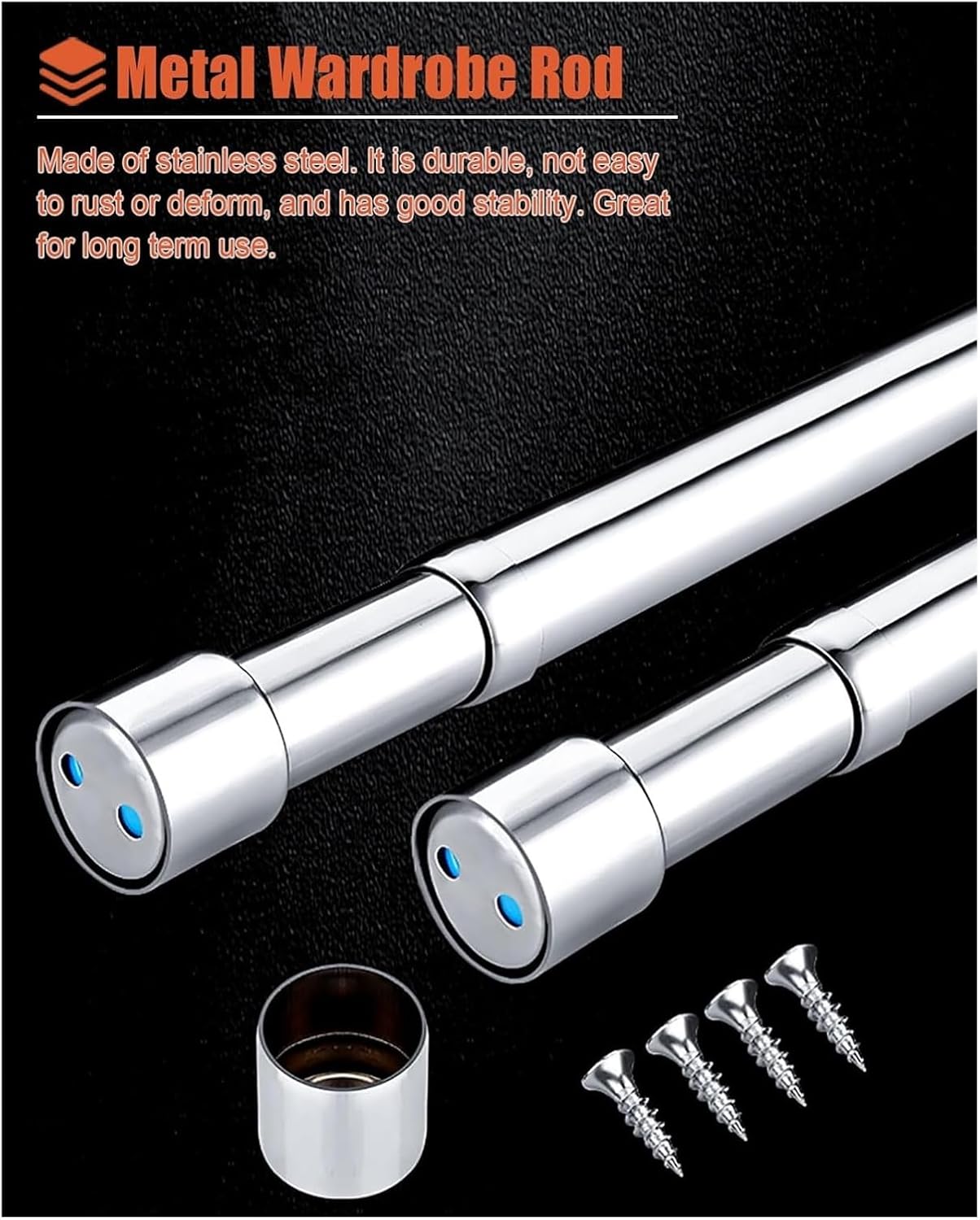 Closet Rod, Adjustable Closet Rod, Household Clothing Hanger Telescopic Rod for Closet, Adjustable Clothes Hanging Bar Metal for Cloakroom/Shower/Balcony(56-100cm (22" - 39 3/8"))