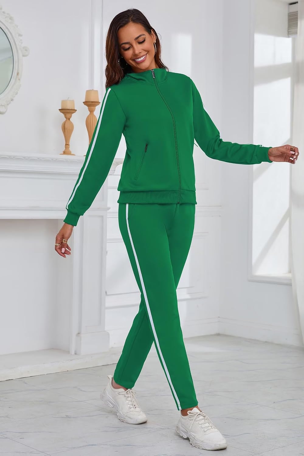Women's 2 Piece Tracksuit Long Sleeve Track Suits Full Zip Lounge Set Sweatsuits Outfits - Image 3