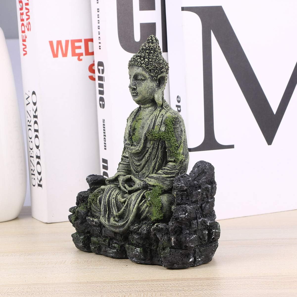 Aquarium Resin Decorations Ornament - Ancient Buddha Statue Decor Underwater Landscape Hideaway Fish Tank Scenery for Betta, Small Lizards, Turtles, Reptiles,