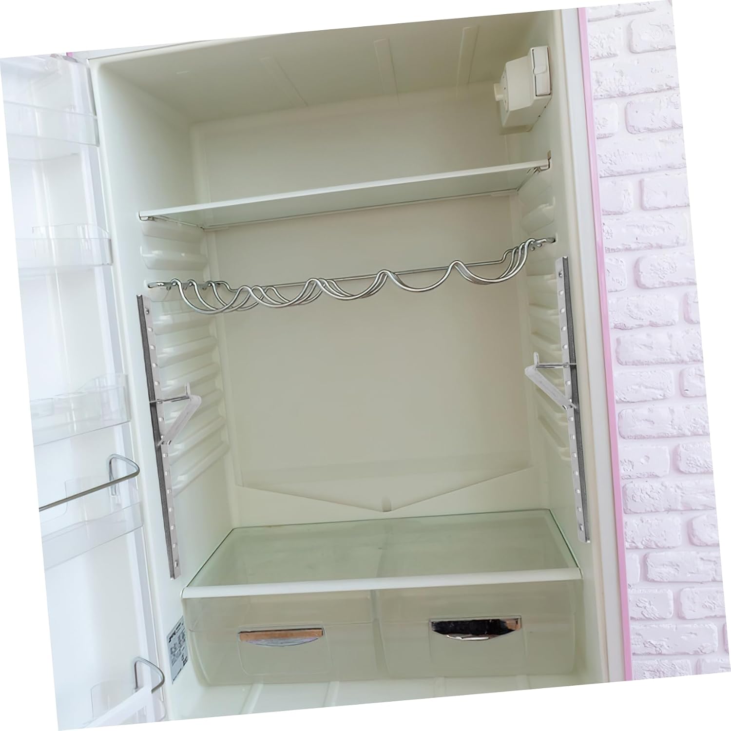 Unomor 2pcs Freezer Racks Stainless Steel Fridge Grid Brackets Refrigerator Shelf Clips Cooler Shelf Support Clips Fridge Parts Replacement