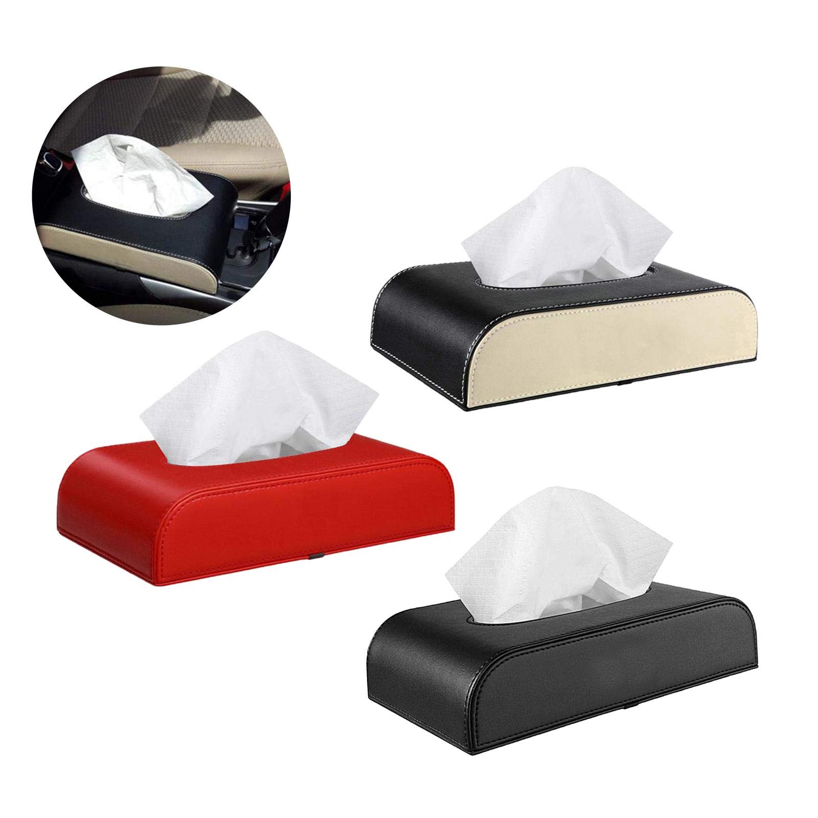 KRYDN Support élégant de boîte de Tissu de Cuir d'unité Centrale de Voiture, Support de KRYDN Support élégant de boîte de Tissu de Cuir d'unité Centrale de Voiture, Support de