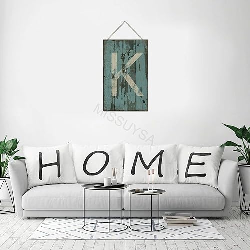 Vista 169 de Letrero colgante de madera con letra A, letrero de madera, decoración del hogar, 26 letras del alfabeto de metal, placa de madera, decoración