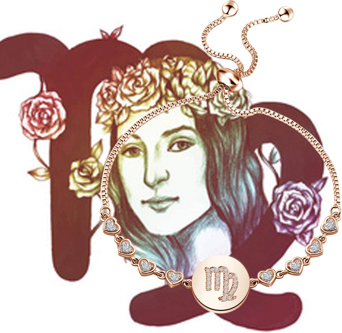 ENSIANTH Rose Gold Zodiac Sign Adjustable Bracelet Birthday Gift for Women - Image 7