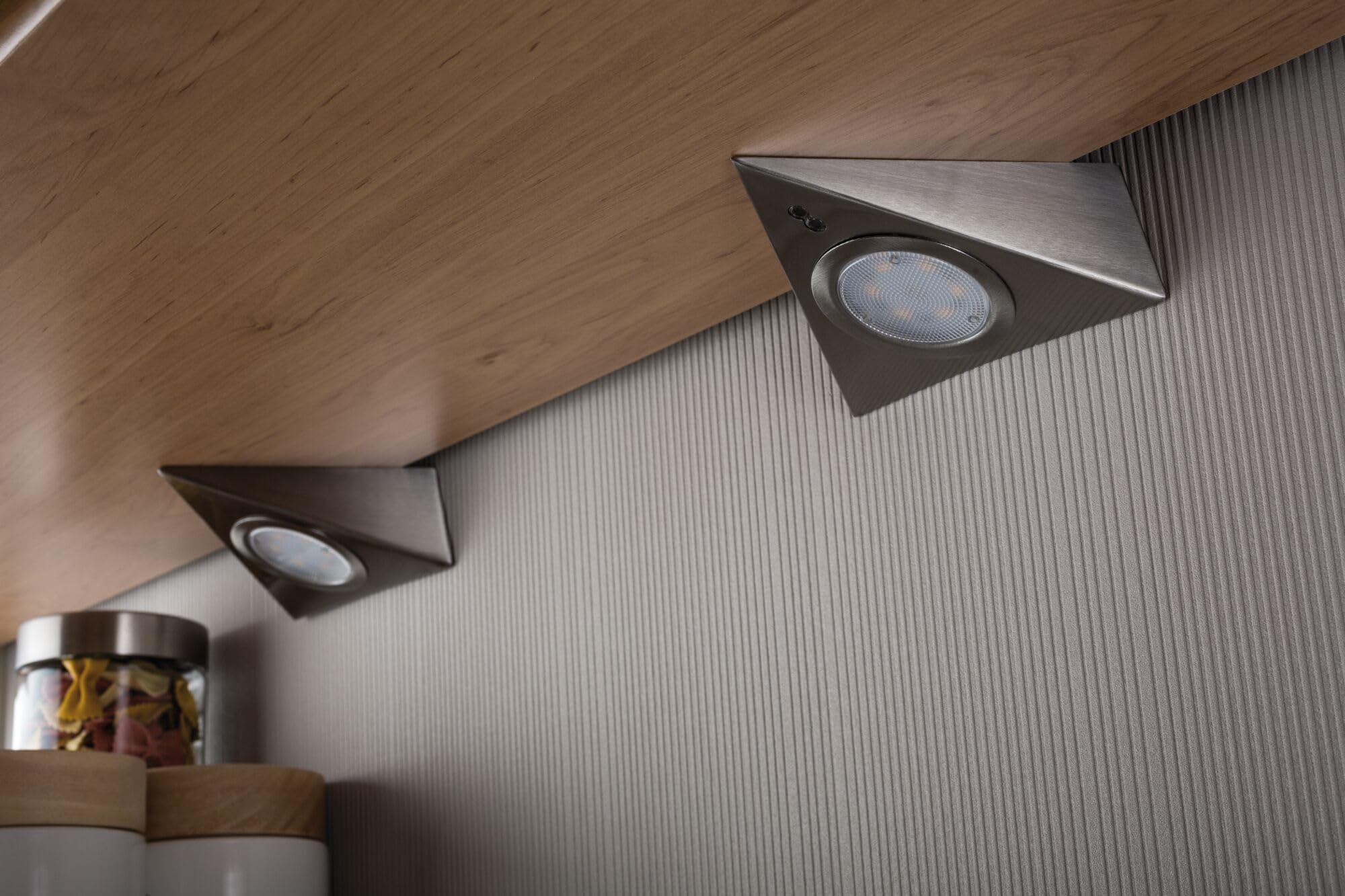 Paulmann 93572 LED Unterschrankleuchte Dreieck mit Näherungssensor eckig incl. 3x2,8 Watt Schrankleuchte Eisen gebürstet Schranklicht Metall, Glas