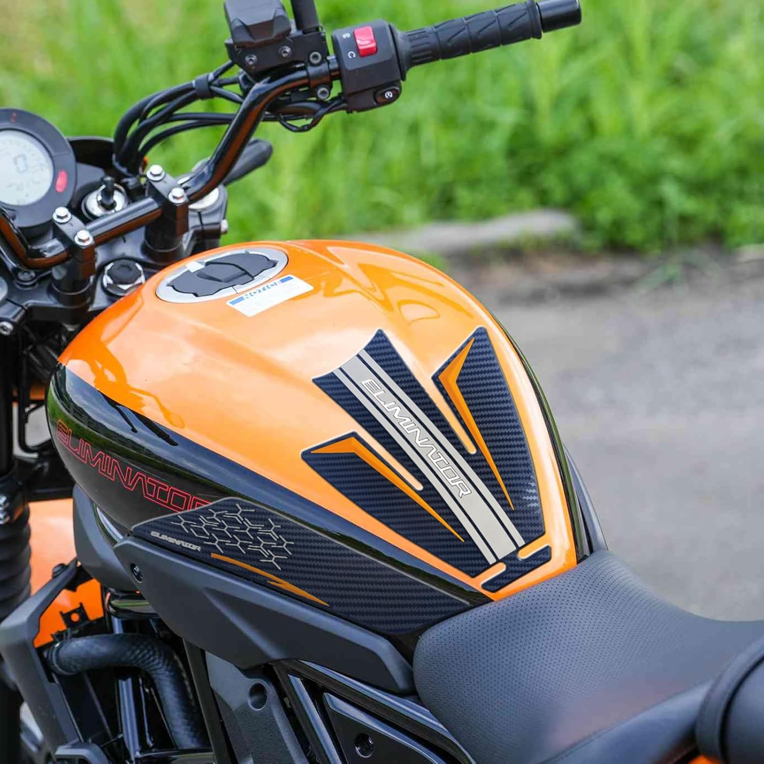 for Eliminator 500 SE 400 450 2025 Motorcycle Carbon Fiber Side Fuel Tank Stickers Waterproof Pads Rubber Stickers 3D Embossed Rubber Fuel Tank Pads Fuel Tank Knee Pads Eliminator 500 se 2023-2026