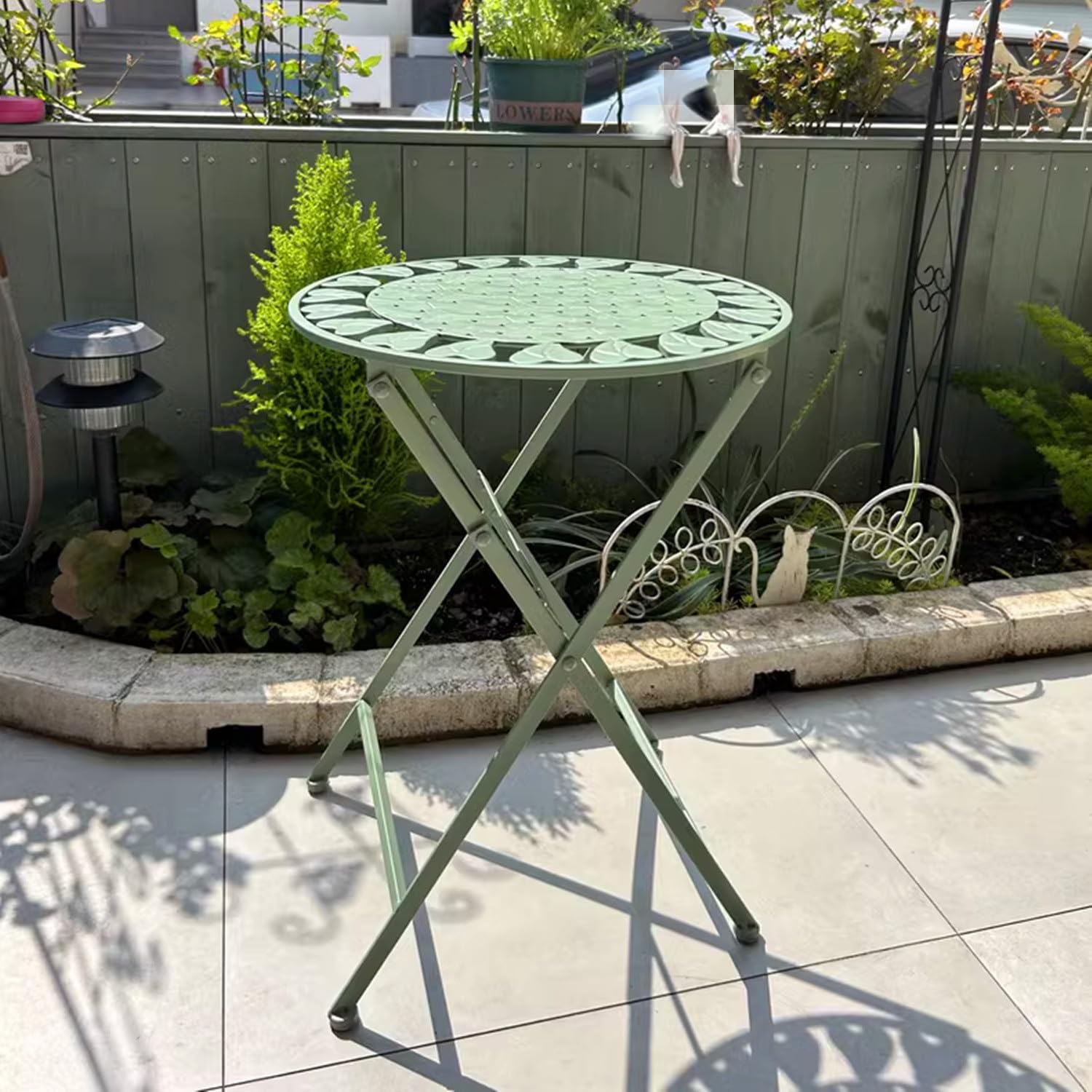 Table de patio pliable verte en métal rétro | Petite table basse de jardin résistante