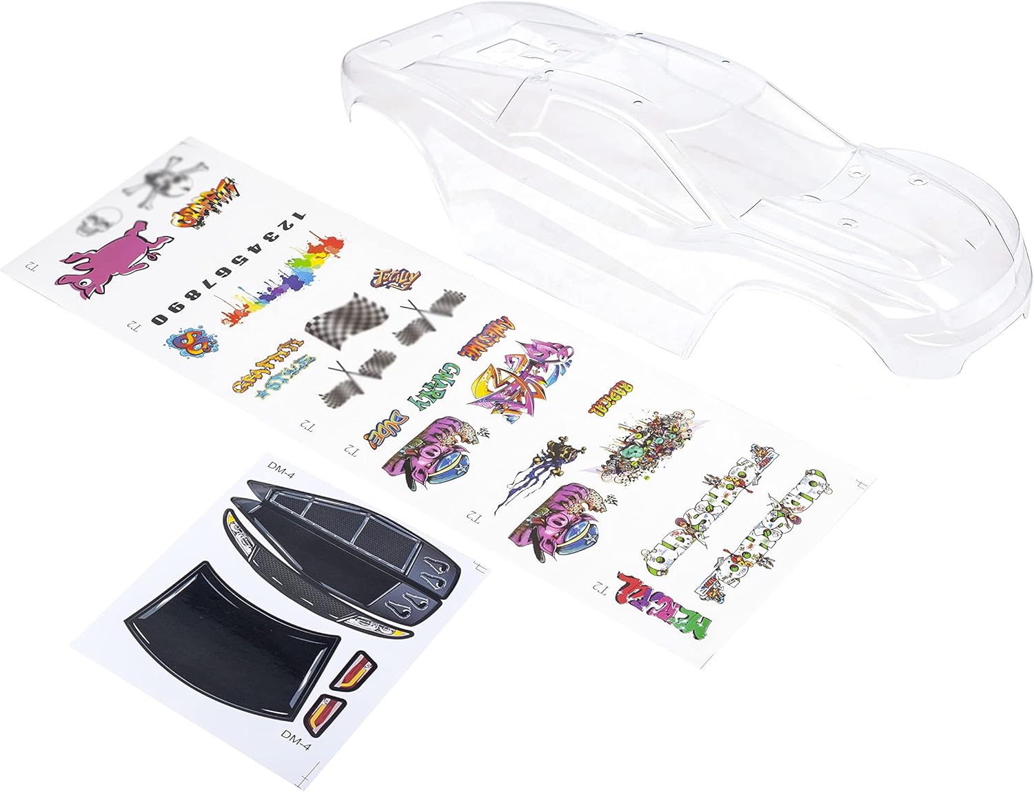 SummitLink Custom Body Unpainted with Stickers Clear Body Compatible for Rustler 4X4 1/10 Scale RC Car or Truck (Truck not Included) R4-BG-01