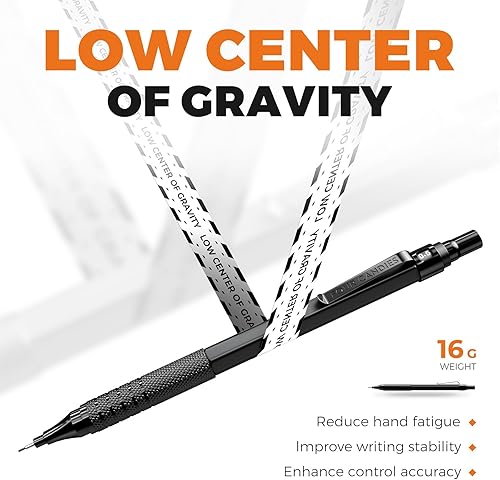 Miniatura 5 de Four Candies Juego de 2 lápices mecánicos de metal con estuche, 0.020 in y 0.028 in con 6 tubos (360 piezas) repuestos de plomo HB, 3 borradores, 9