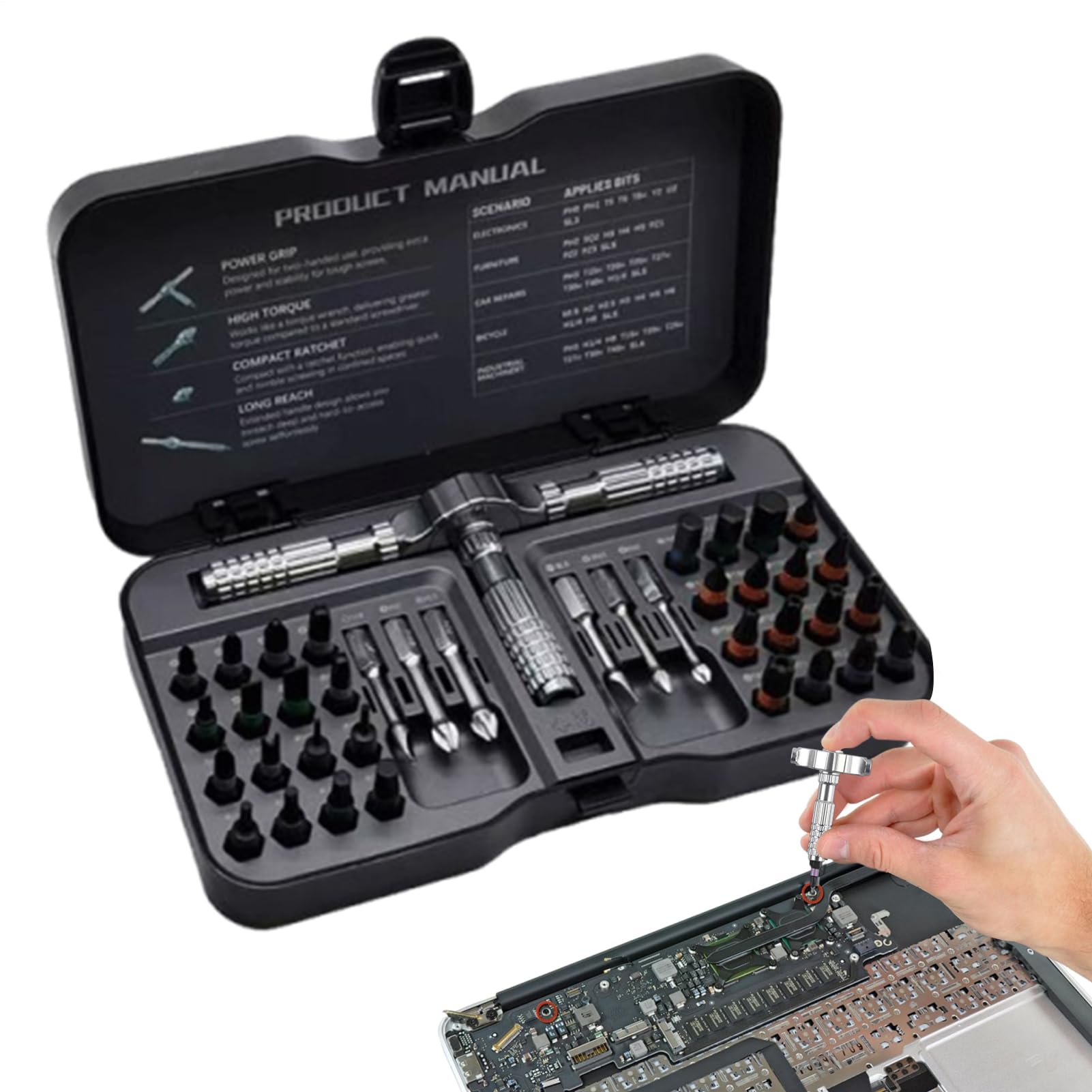 Juego Destornilladores Carraca Acero Aleado de Alta Resistencia | Trinquete Combinable Kit Reparación para Gafas, Relojes, PC, Bicicletas y Hogar