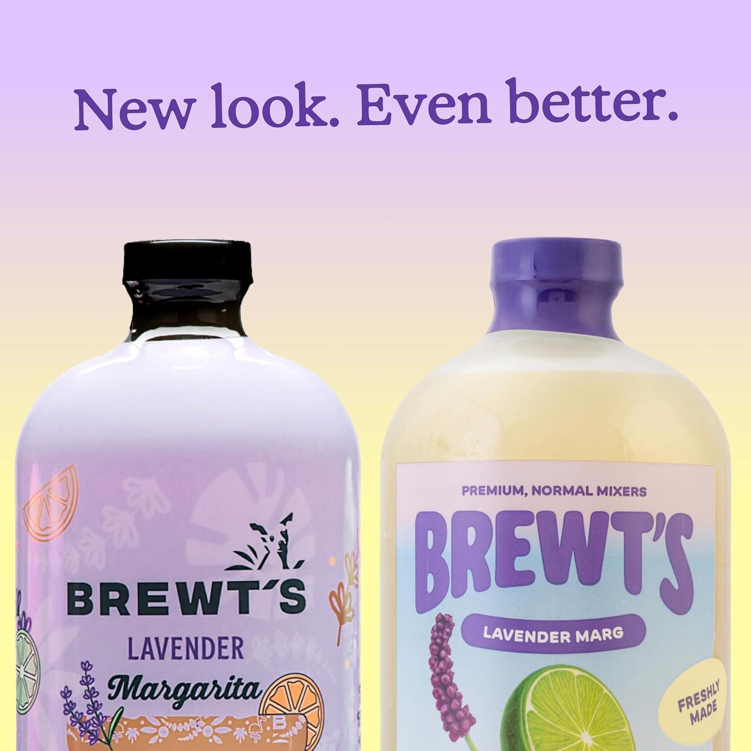 Brewt’s Lavender Margarita Mix – Handcrafted Cocktail & Mocktail Mixer with Real Lime Juice, No Preservatives, Real Ingredients – Non-Alcoholic Margaritas Mix - 32 fl oz