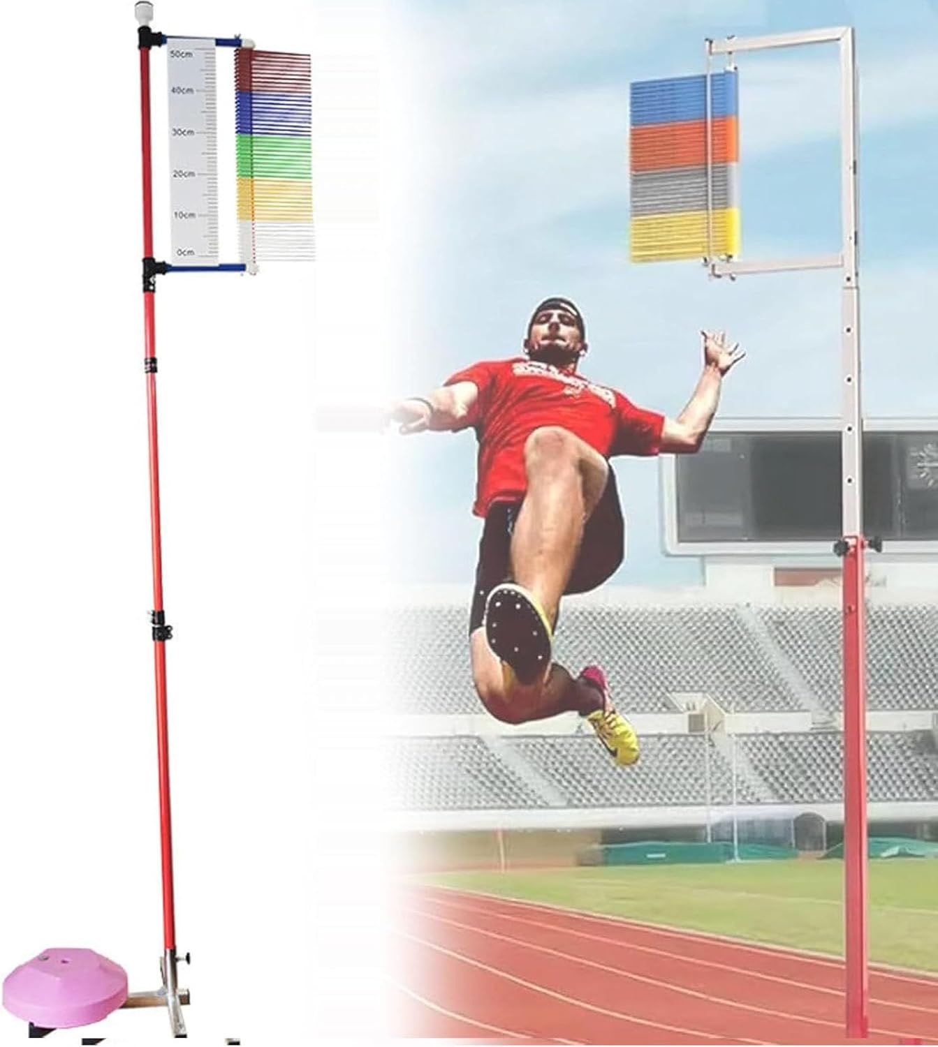 Free-Standing Jump Measurement Tester，Vertical Jump TesterJump Measurement Tool, Vertical Jump Tester,Vertical Jump Training Device,1.3-3.6 Meters Adjustable,Jump Training Tester Floor Stand