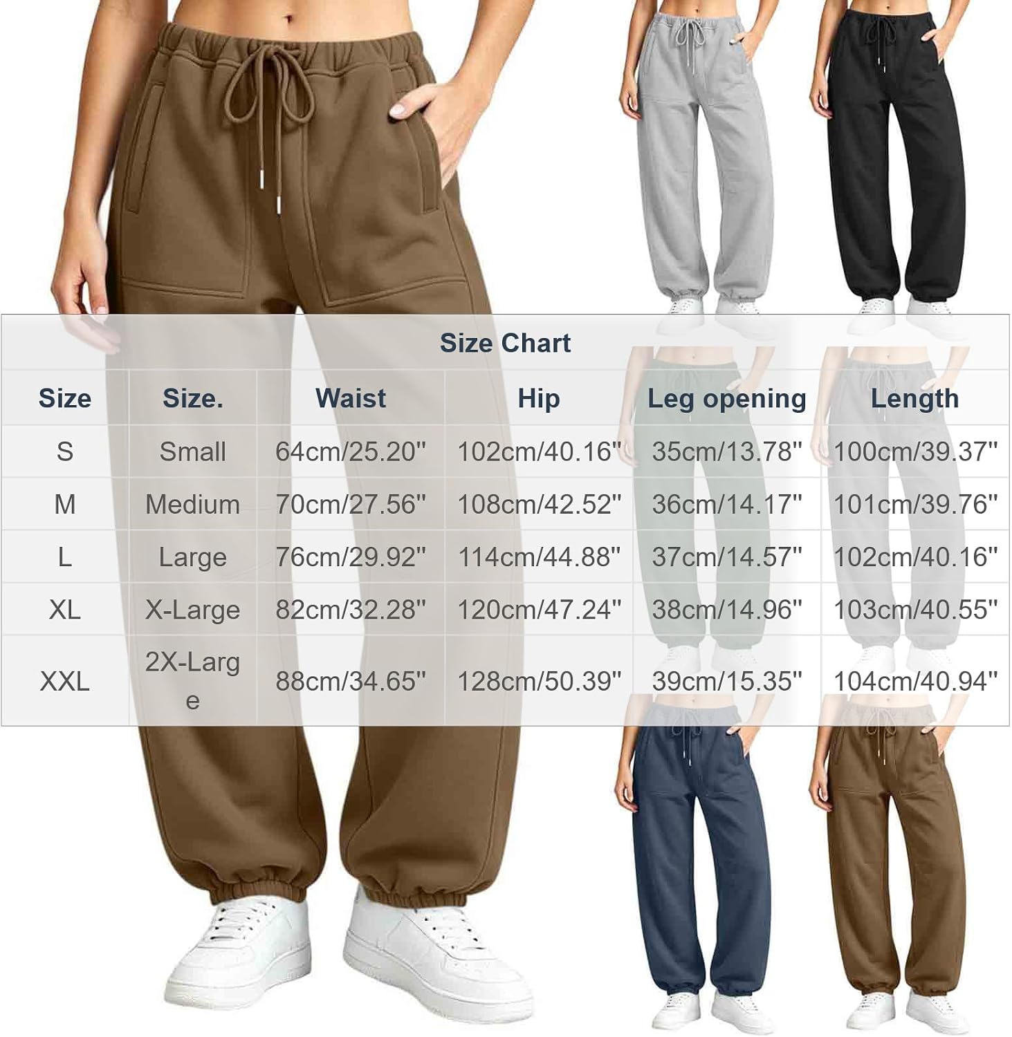 Women Jogger Pants Elastic High Waist Drawstring Casual Sweatpants