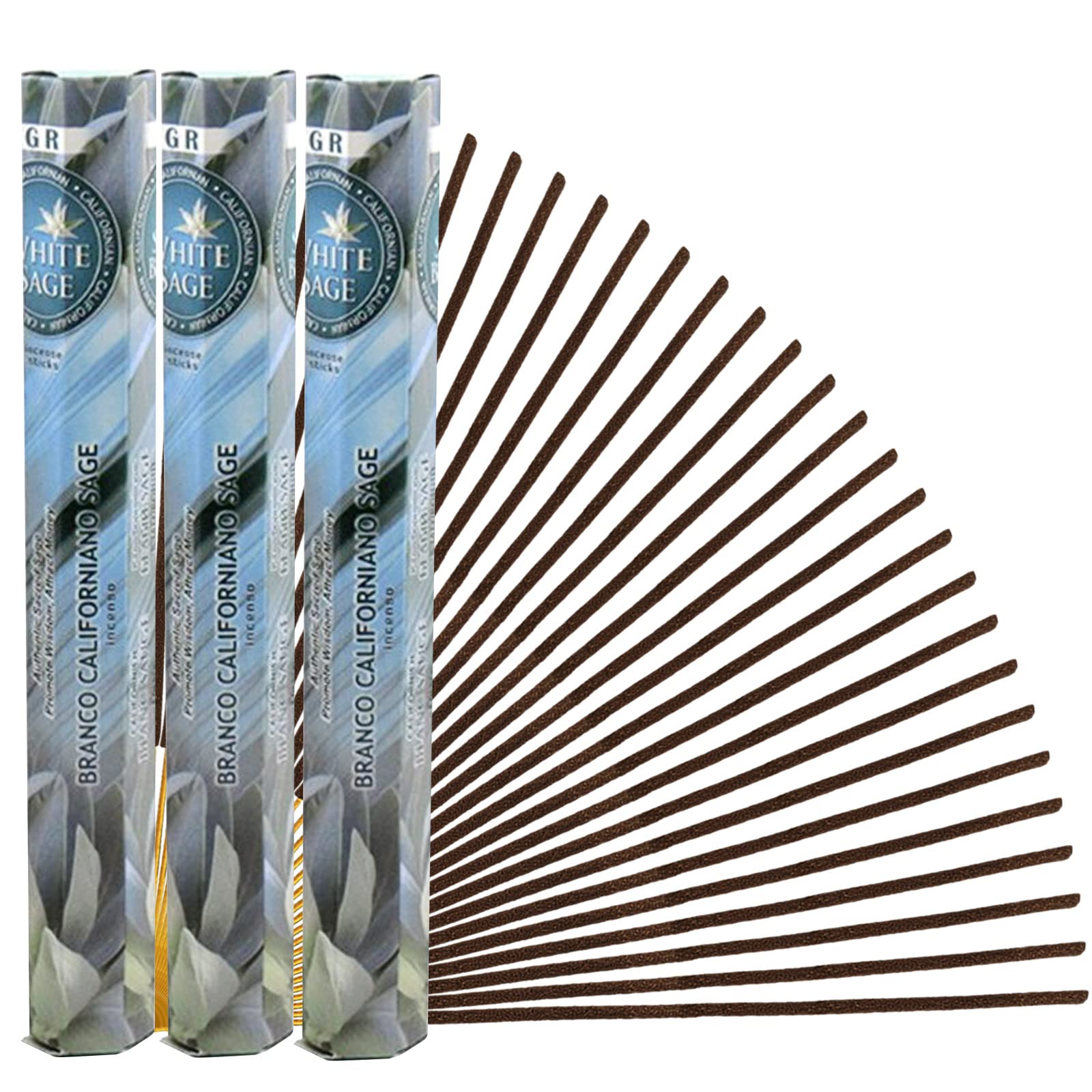 White Sage Incense Sticks 60 Pcs Natural Incense Sticks for Smudging & Home Fragrance (3Pack)