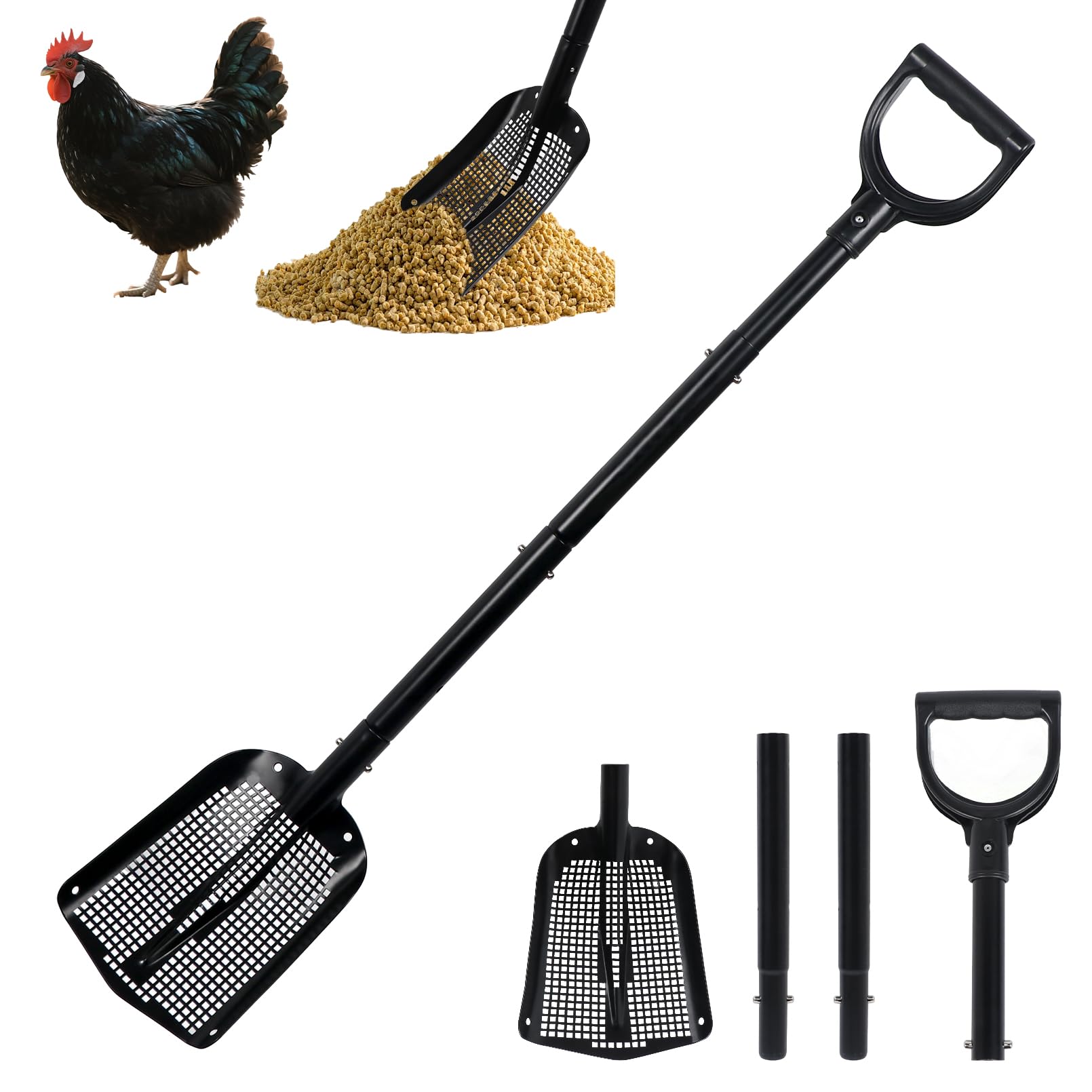 Garden Soil Sifter Collecting Tool, Sand Sifter Shovel, Gardening Sand Dirt SifterShovel, Stainless Steel Soil Sieve, Gardening SoilSifter, Mesh Potting Scoop, Ergonomic Farm Shovel