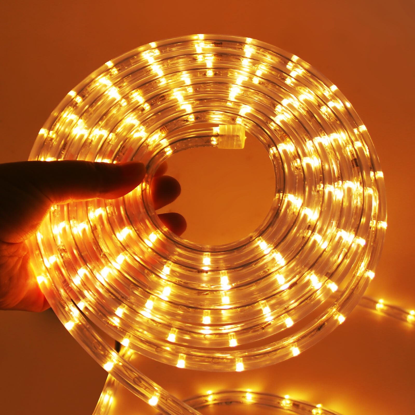 LED Lichterschlauch Außen, 36leds/m Wasserfest LED Schlauch Lichterkette Licht Leiste für Garten,Party,Weihnachten,Zaun,Dach,Dekoration Beleuchtung (Gelb, 8M)