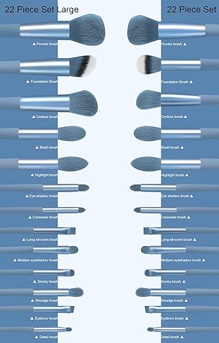 Miniatura 11 de Juego de brochas de maquillaje de 22 piezas, brocha para base de maquillaje para sombra de ojos (verde, juego de 22 piezas, grande)