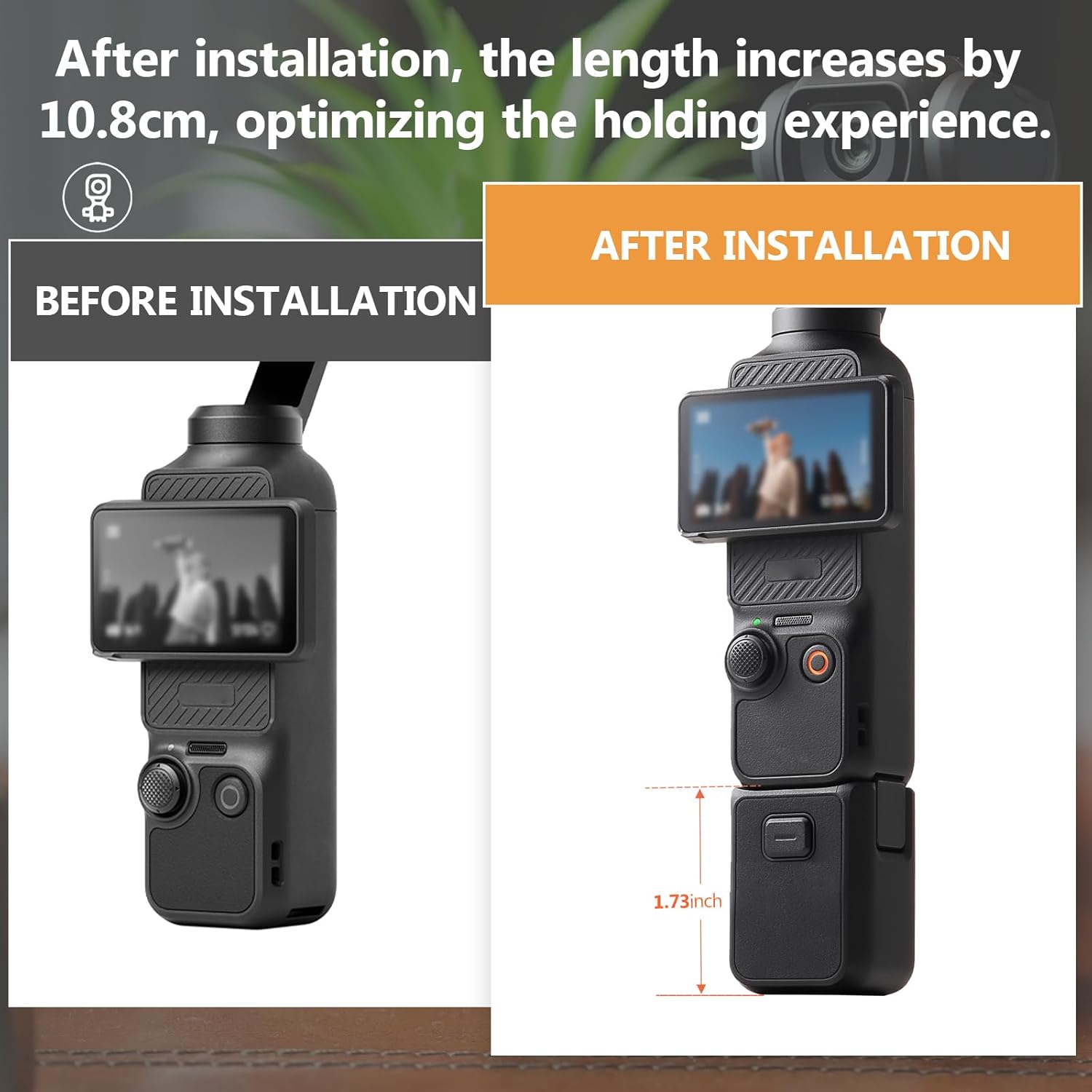 1/4" Threaded Handle for DJI Osmo Pocket 3 Handle Holder Replacement for DJI OSMO Pocket 3 Tripod Adapter Mount Handheld Camera Extension Bracket Accessories