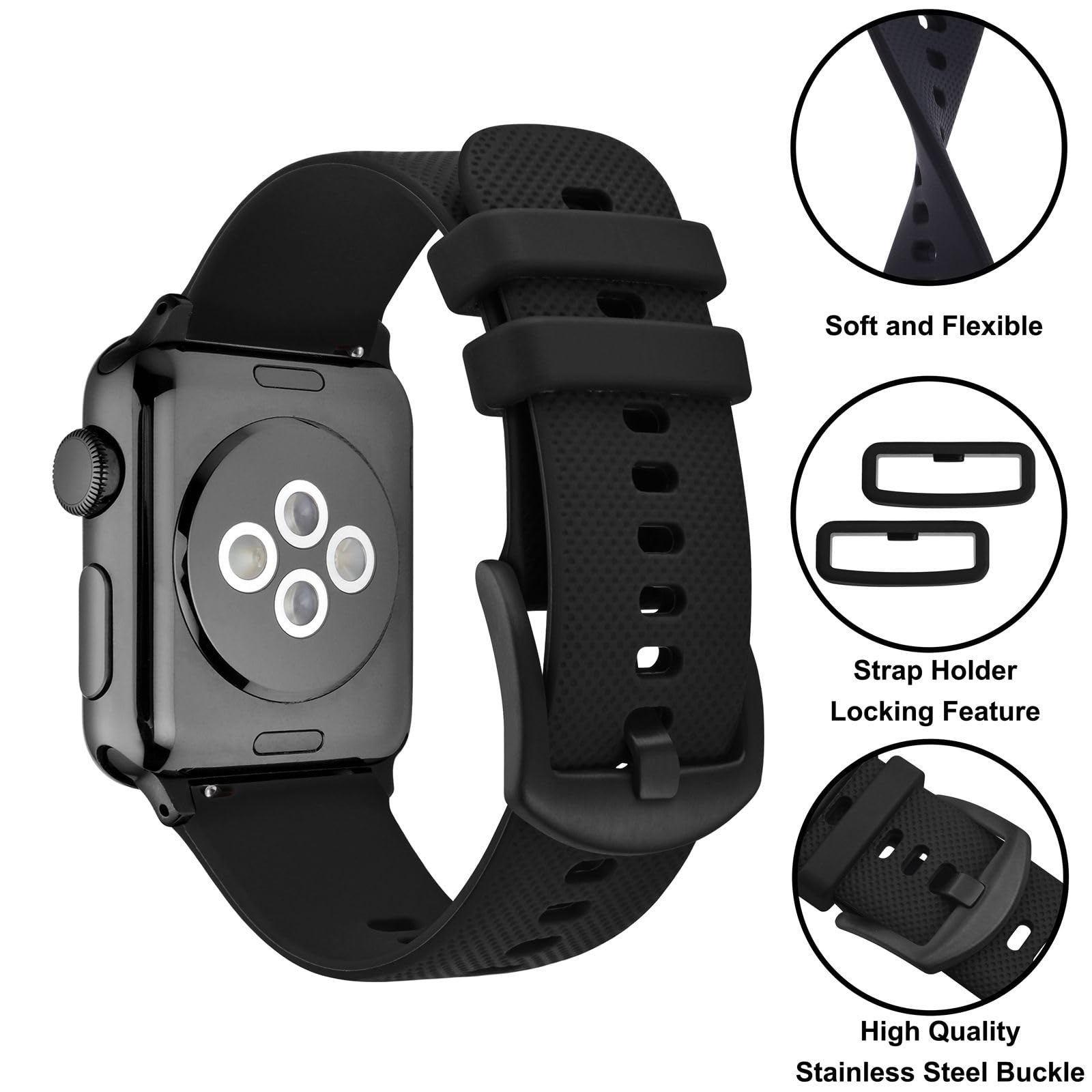 Anbeer Cinturino Compatibile con Apple Watch 49mm 45mm 44mm 42mm 41mm 40mm 38mm, Silicone Cinturini di Ricambio per iWatch Series 9 8 7 6 5 4 3 2 1 SE Ultra