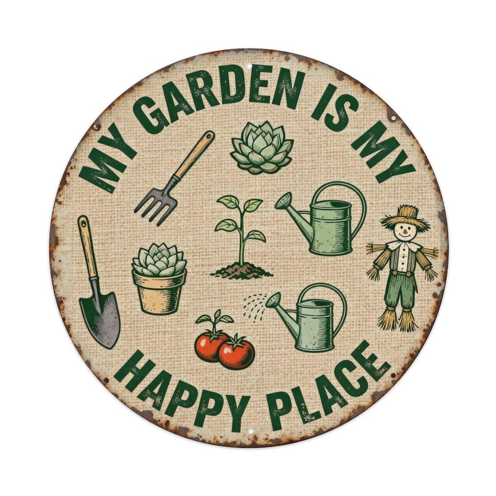 MY GARDEN IS MY HAPPY PLACE Metal Tin Sign Plaque