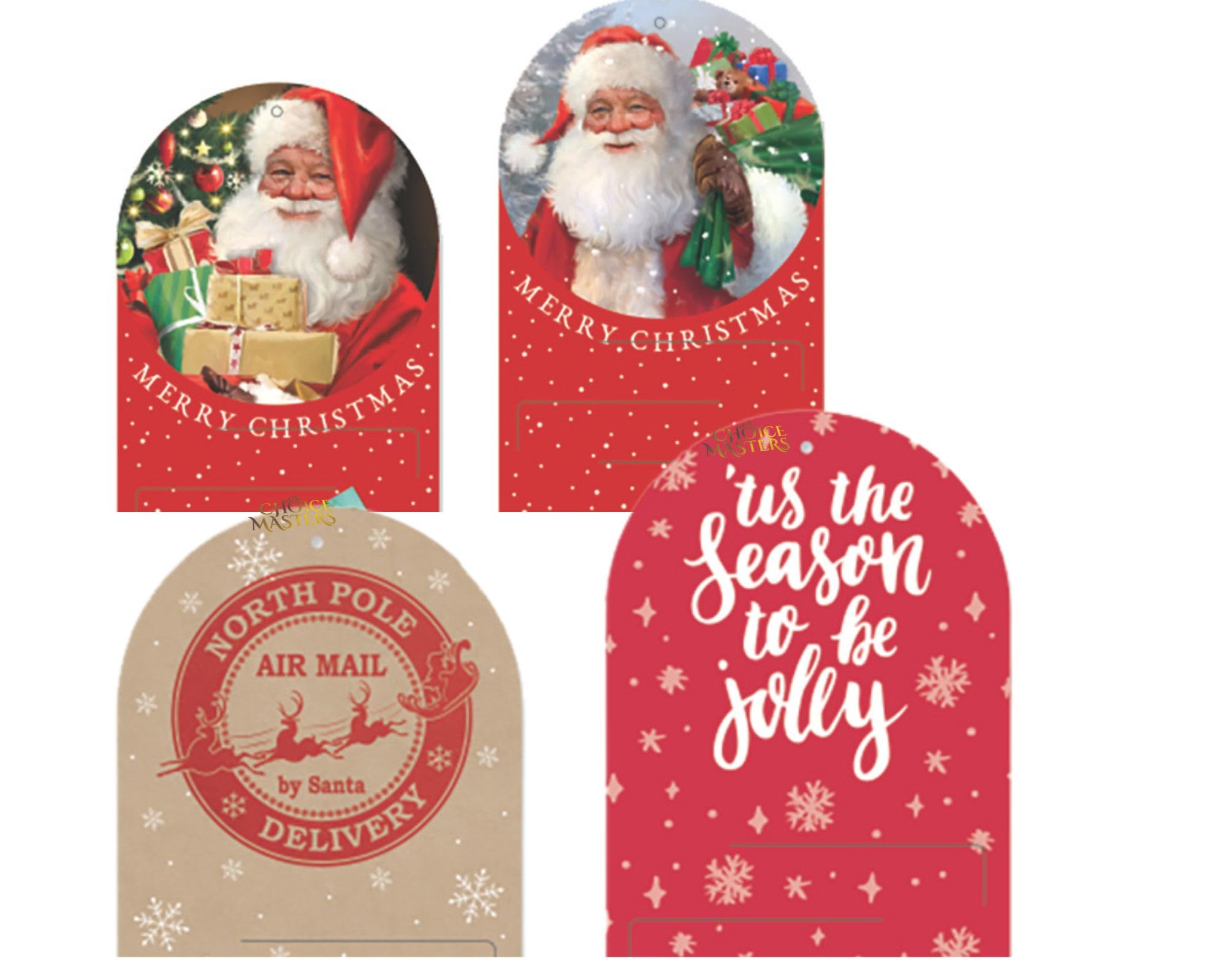 Tarjetero de Navidad | Diseño tradicional de Papá Noel | Diseños festivos de Papá Noel rojo y dorado | Ideal para Navidad, pared colgante, regalo, decoración del hogar y la oficina – Capacidad para 56