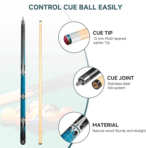 Miniatura 2 de HomeSeason Palo de taco de billar de 57 pulgadas, palos profesionales de baja desviación para piscina