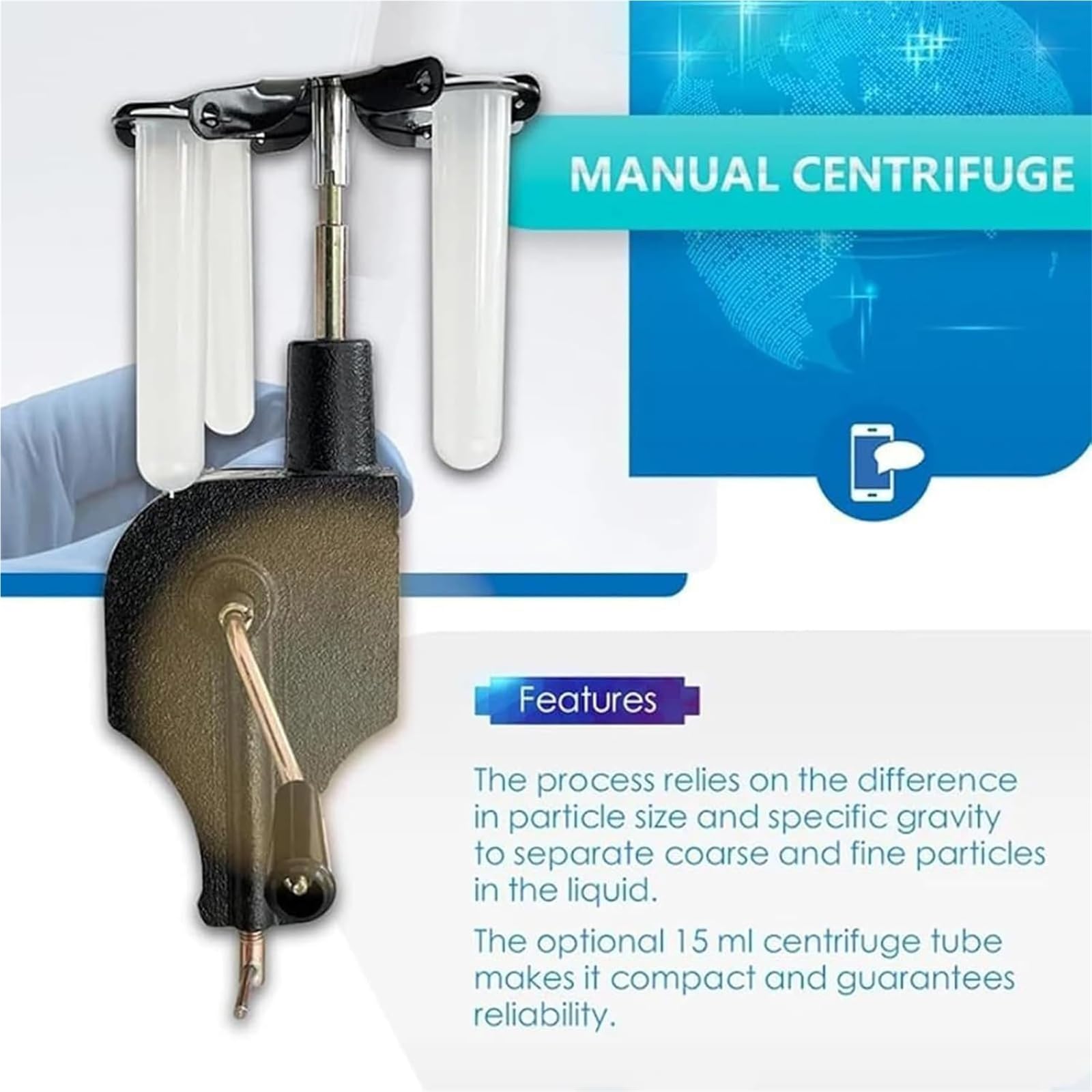 Máquina Centrífuga Manual, Precipitador Centrífugo Accionado Por Manivela, Con Tubo De Centrífuga De 15 Ml * 4, 1800 RPM/min, Se Puede Fijar En La Mesa, For Experimentos Demostración