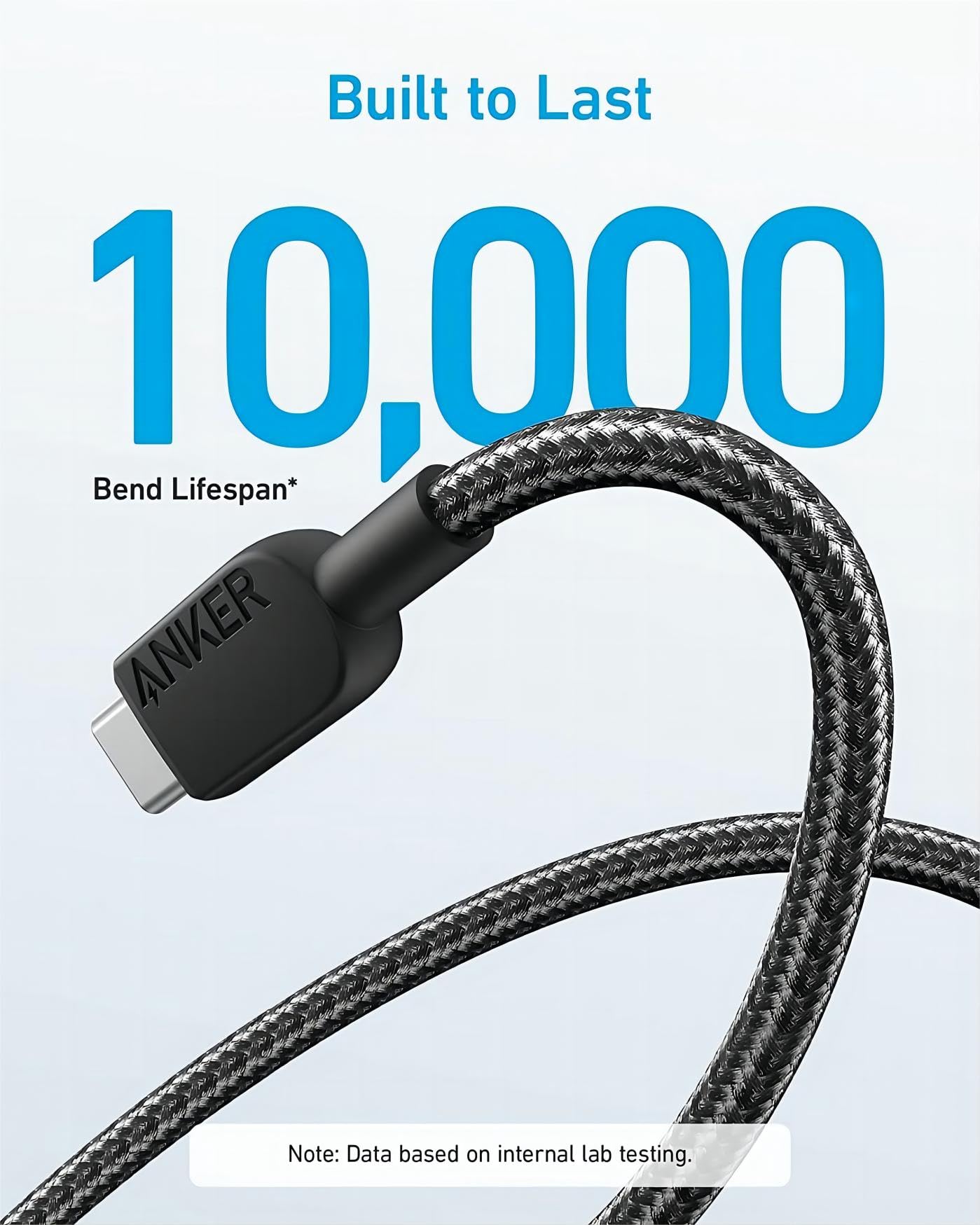 Cable micro USB de carga rápida trenzado compatible con Anker SoundCore/Mini, Ultra Pocket, MP141/A7908/A3143, Powercore 15600 (0,25 m