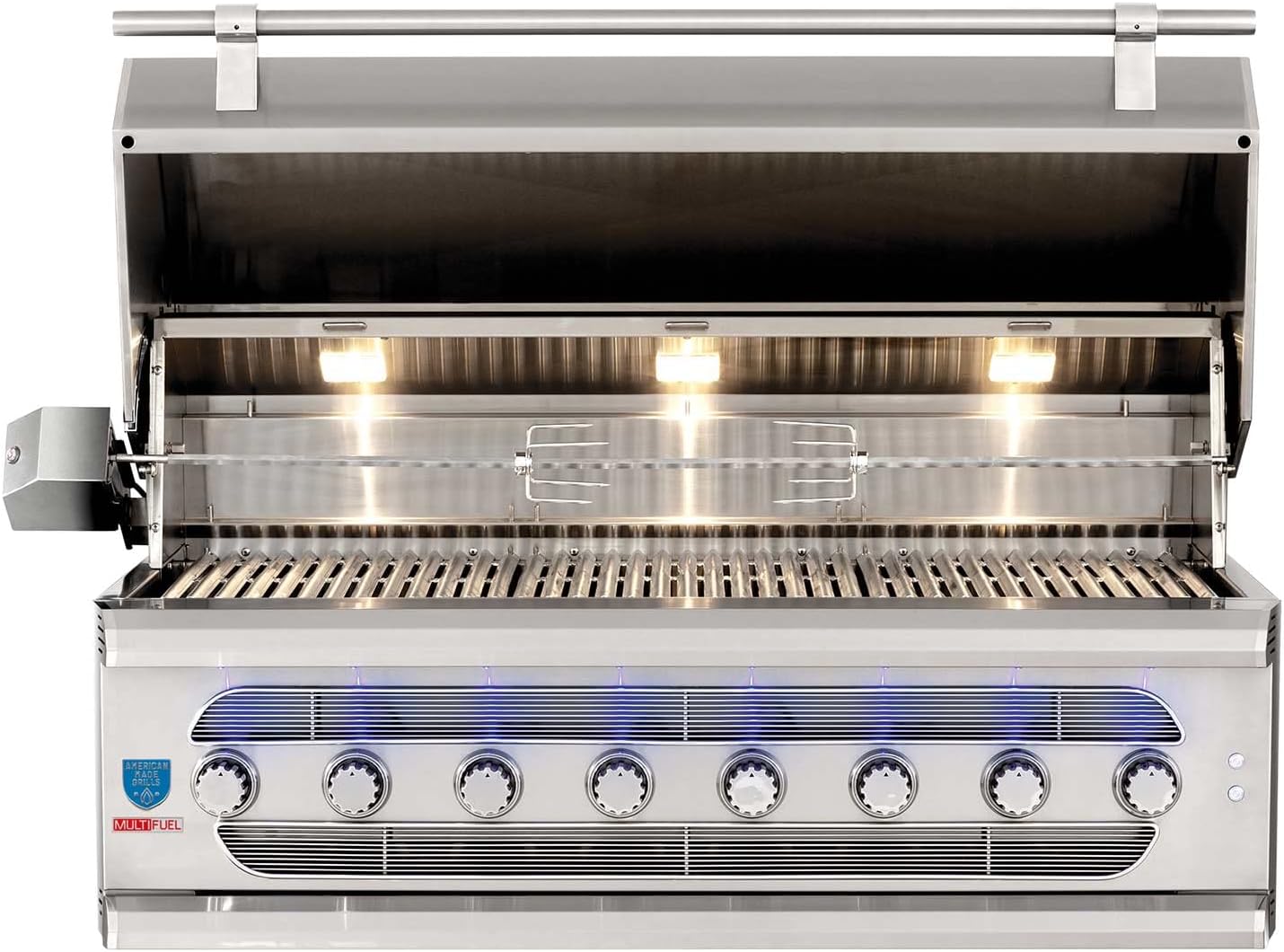 American Made Grills Muscle 54-Inch Built-in Dual Fuel Wood and Gas Grill with Infrared Searing Burner and Rotisserie Kit, Natural Gas (MUS54-NG)