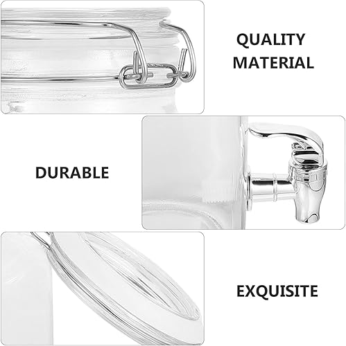 Miniatura 4 de Hemoton Dispensador de vidrio Frasco dispensador de bebidas Tarro de vidrio con grifo Fiesta de jugo de bebida con grifo con grifo