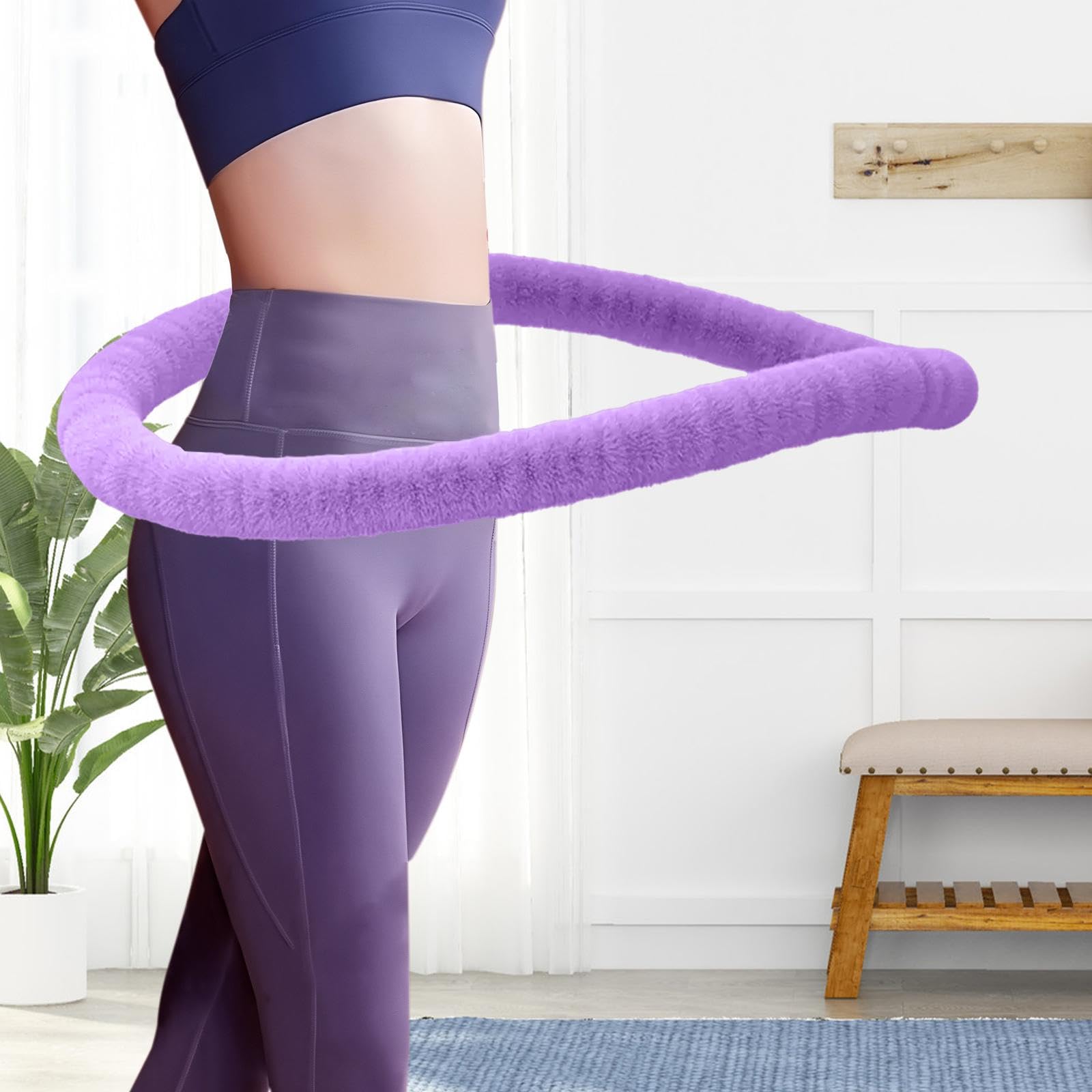 Fitness Hoop Trainingsreifen mit Plüsch Überzug Gymnastikring Bauch Ergonomischverstellbares Workoutgerät für Männer Frauen Büro Zuhause