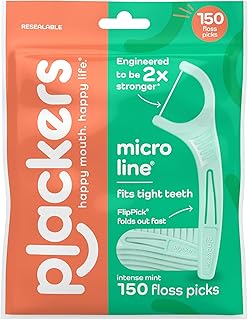 Plackers Micro Mint Zahnseide, 150 Stück, Reißverschluss-Etu
