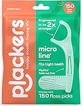 Plackers Micro Mint Dental Flossers, Fresh Mint Flavor, Fold-Out Toothpick, Super Tuffloss, Easy Storage with Sure-Zip Seal, 150 Count