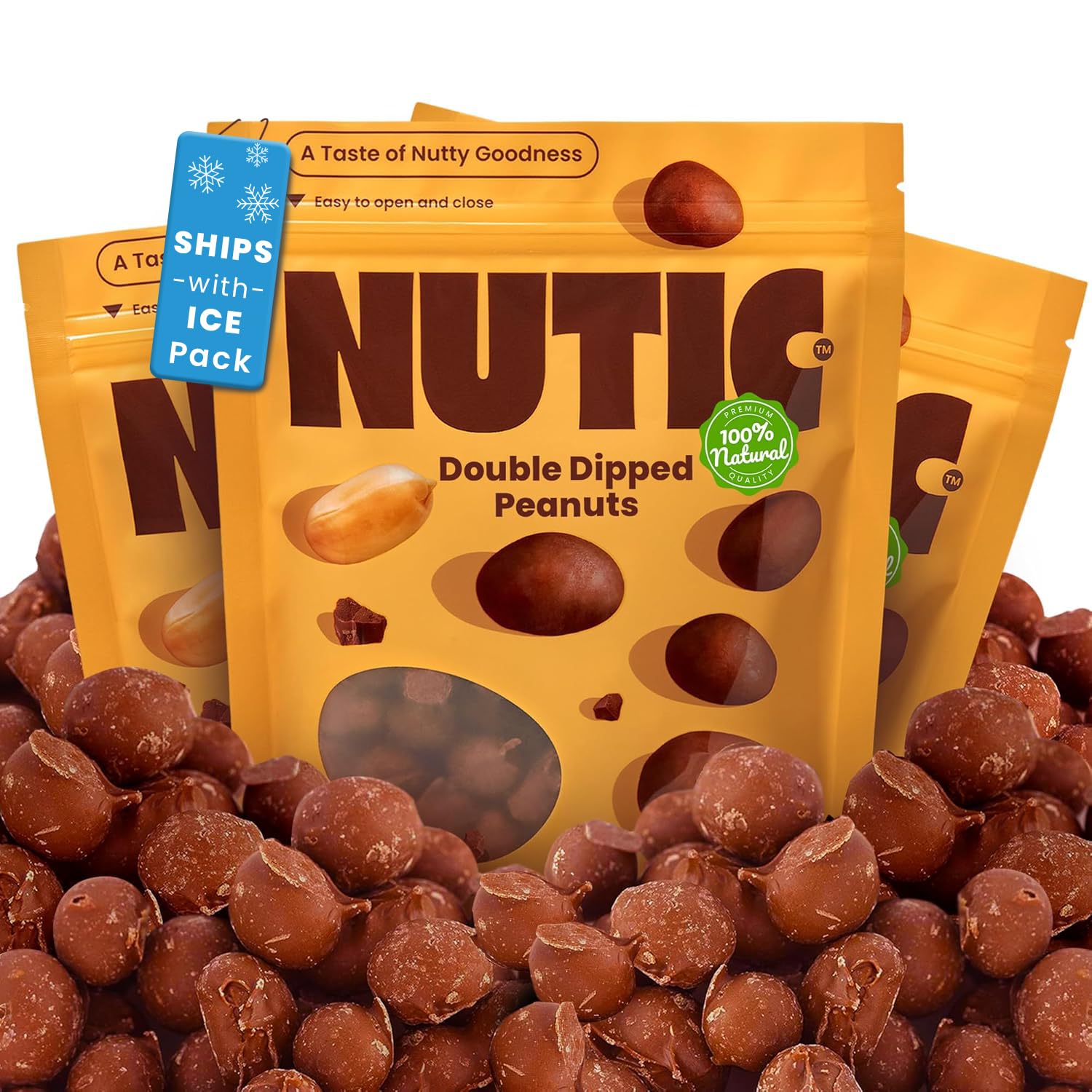 Nutic Milk Chocolate Covered Peanuts - 3 Lb. Double Dipped Premium Gourmet Milk Chocolate Peanuts Perfect for Snacks & Gifts, Made in USA - (Pack of 1)