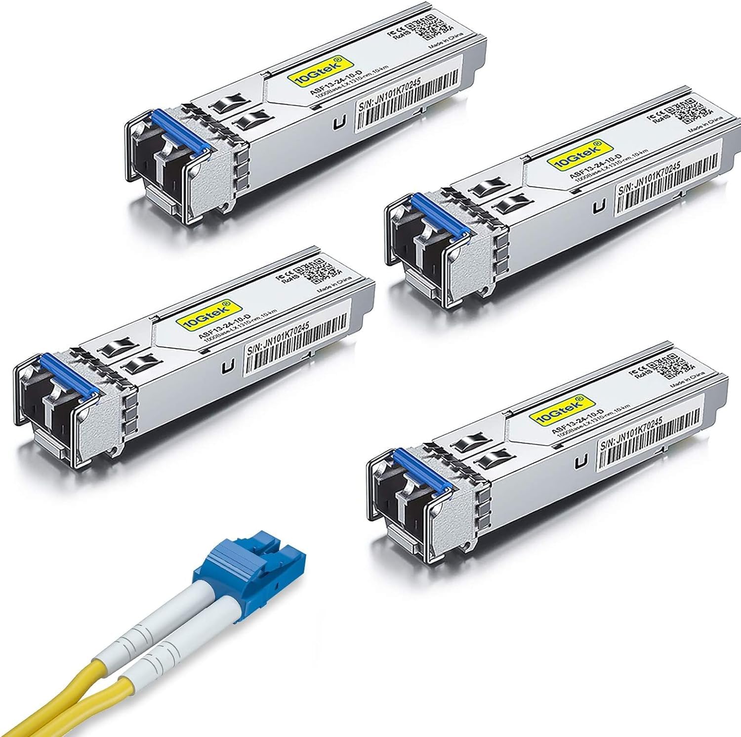1000Base-LX Gigabit SFP LC SingleMode Transceiver& 1-Pack of 1-Meter Fiber Patch Cable - LC to LC OS2