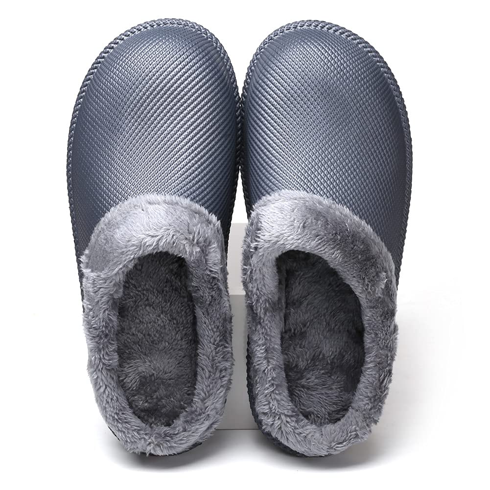 Zapatillas impermeables para hombre y mujer, para casa, con forro de piel, para invierno, zapatos de jardín, suela antideslizante