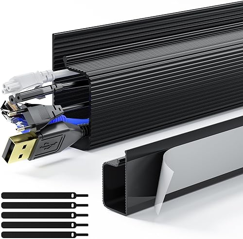 Miniatura 19 de Delamu Organizador de cables de 157 pulgadas debajo del escritorio, seguro y ordenado debajo del escritorio, organizador de cables para el hogar y