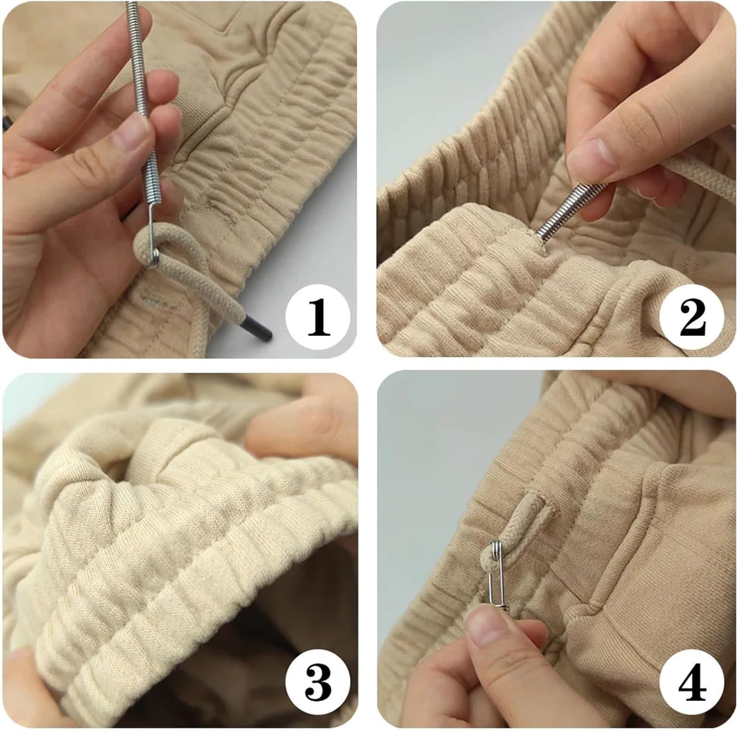 Drawstring Cord with Spring Threader Tool 6Pcs Bendable Spring Drawstring Threading Cord Tool for Elastic Band DIY Sewing Accessories