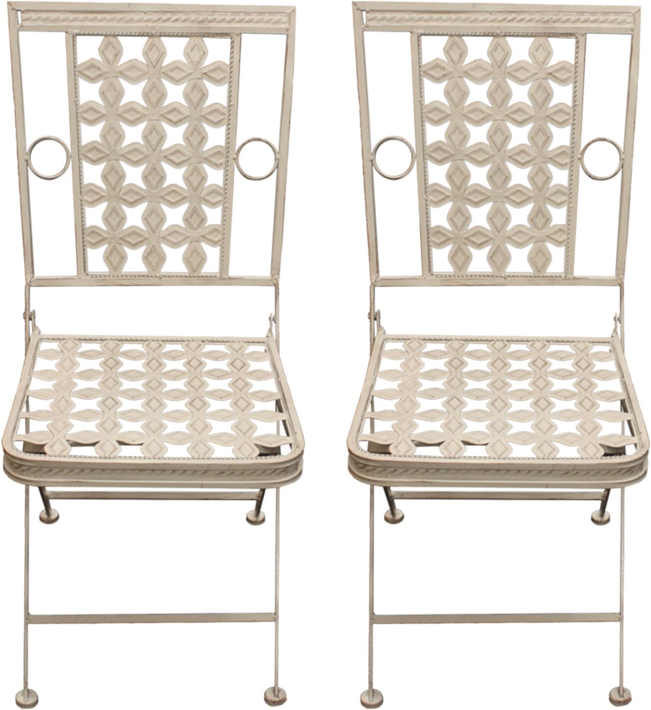 Woodside 2 x Square Folding Metal Garden Patio Dining Chairs Outdoor Furniture
