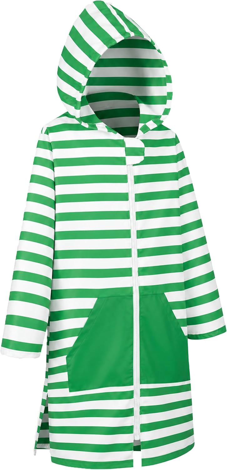 MissShorthair Kids' Hooded Towel Poncho with Zipper Beach Cover-Up with Pocket Swim Towel Robe for Boys & Girls