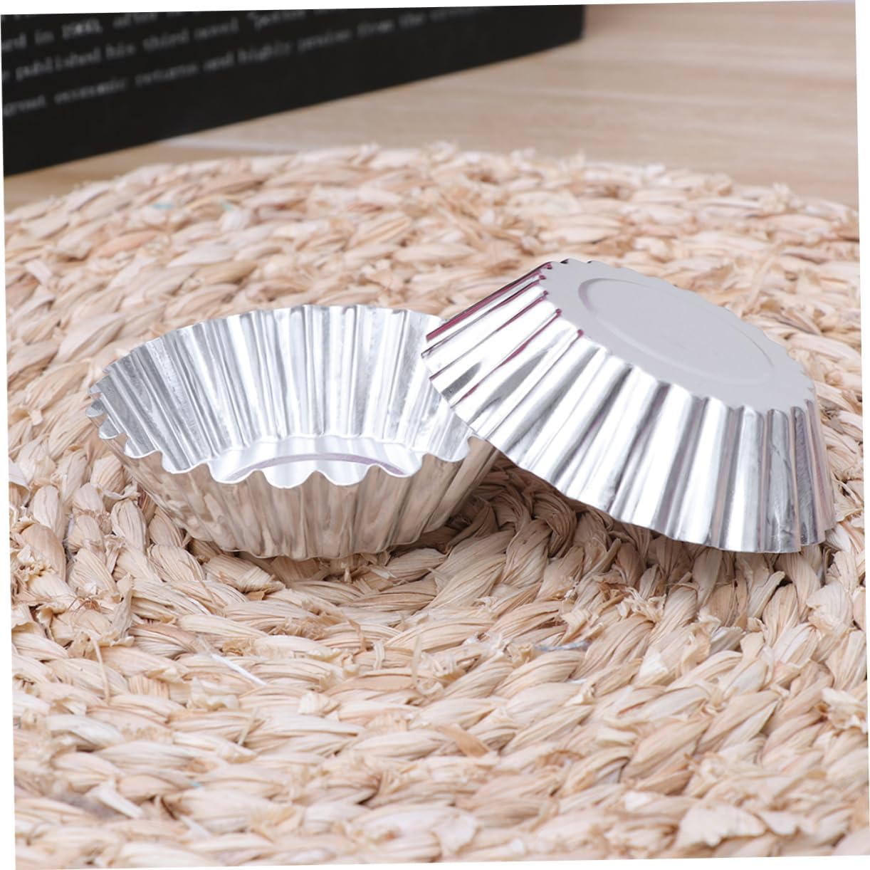 50pcs Aluminum Alloy Egg Tart Molds Muffin Pans Baking Cups Nonstick Ripple Tartlets Pans Reusable for Egg Tarts Pies